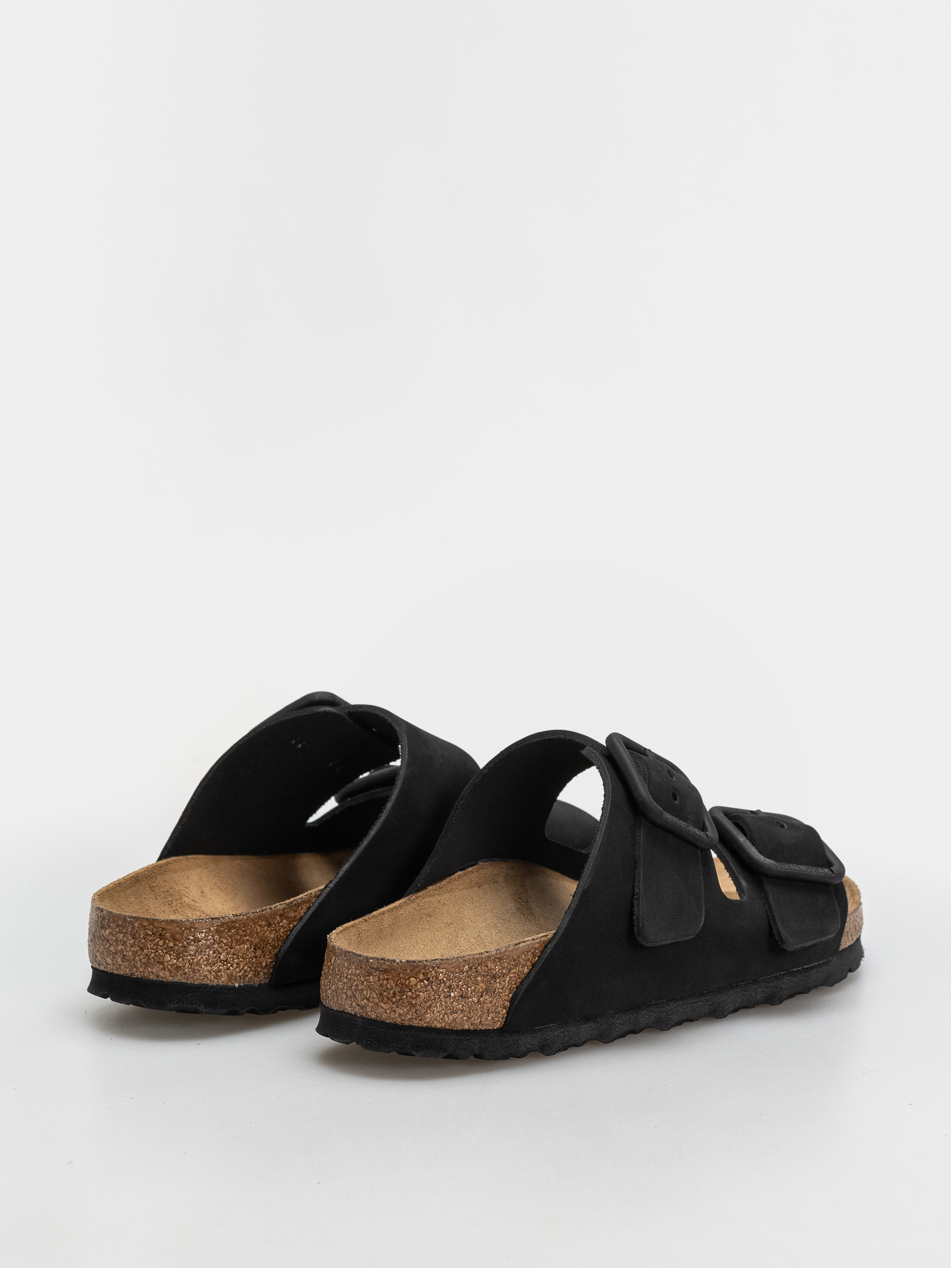 Birkenstock Arizona Wire Buckle Nubuck Leather Narrow Flip Flops (black)