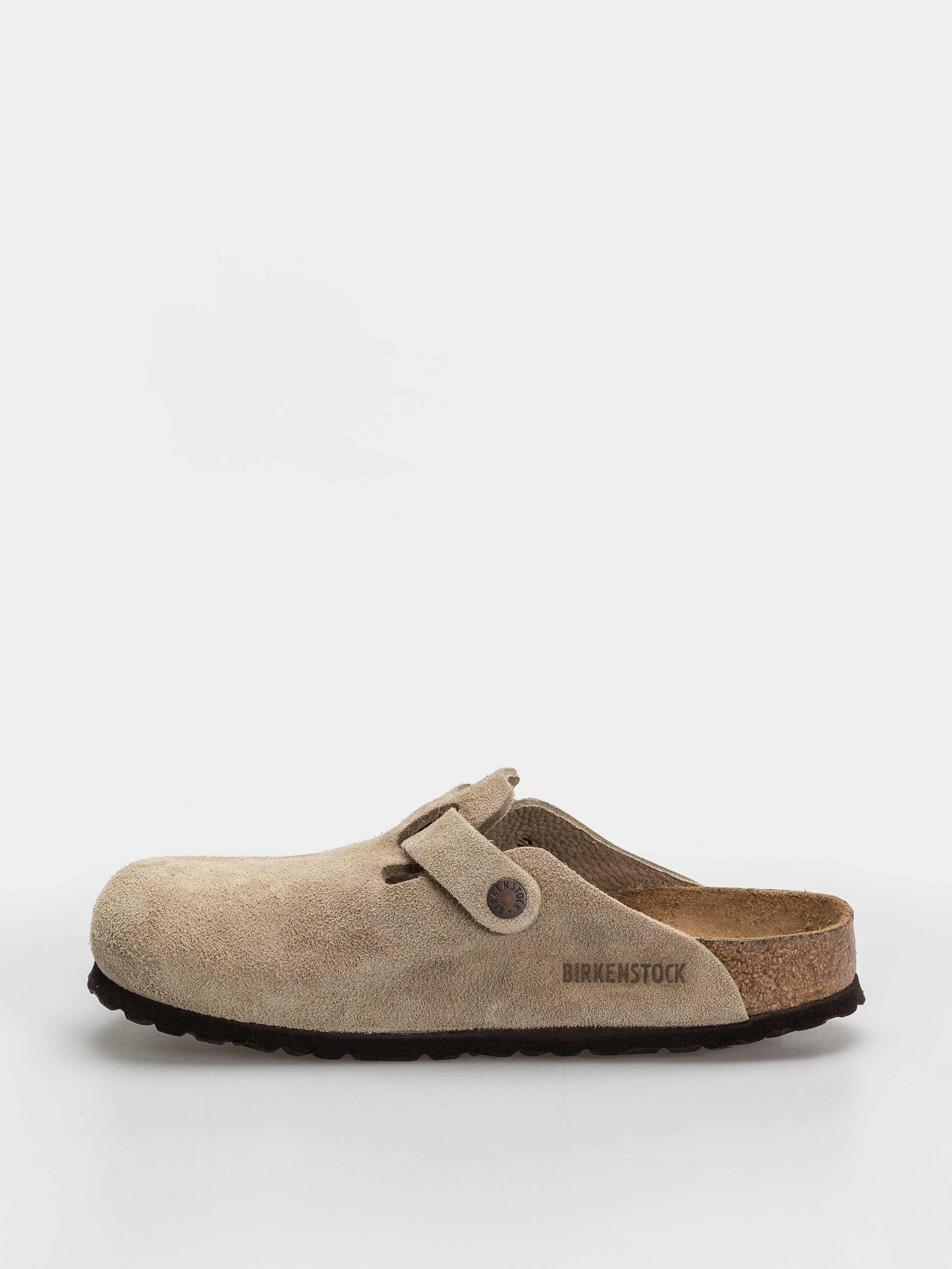 Birkenstock Flip-flops Boston Soft Footbed Suede Leather Regular (taupe)