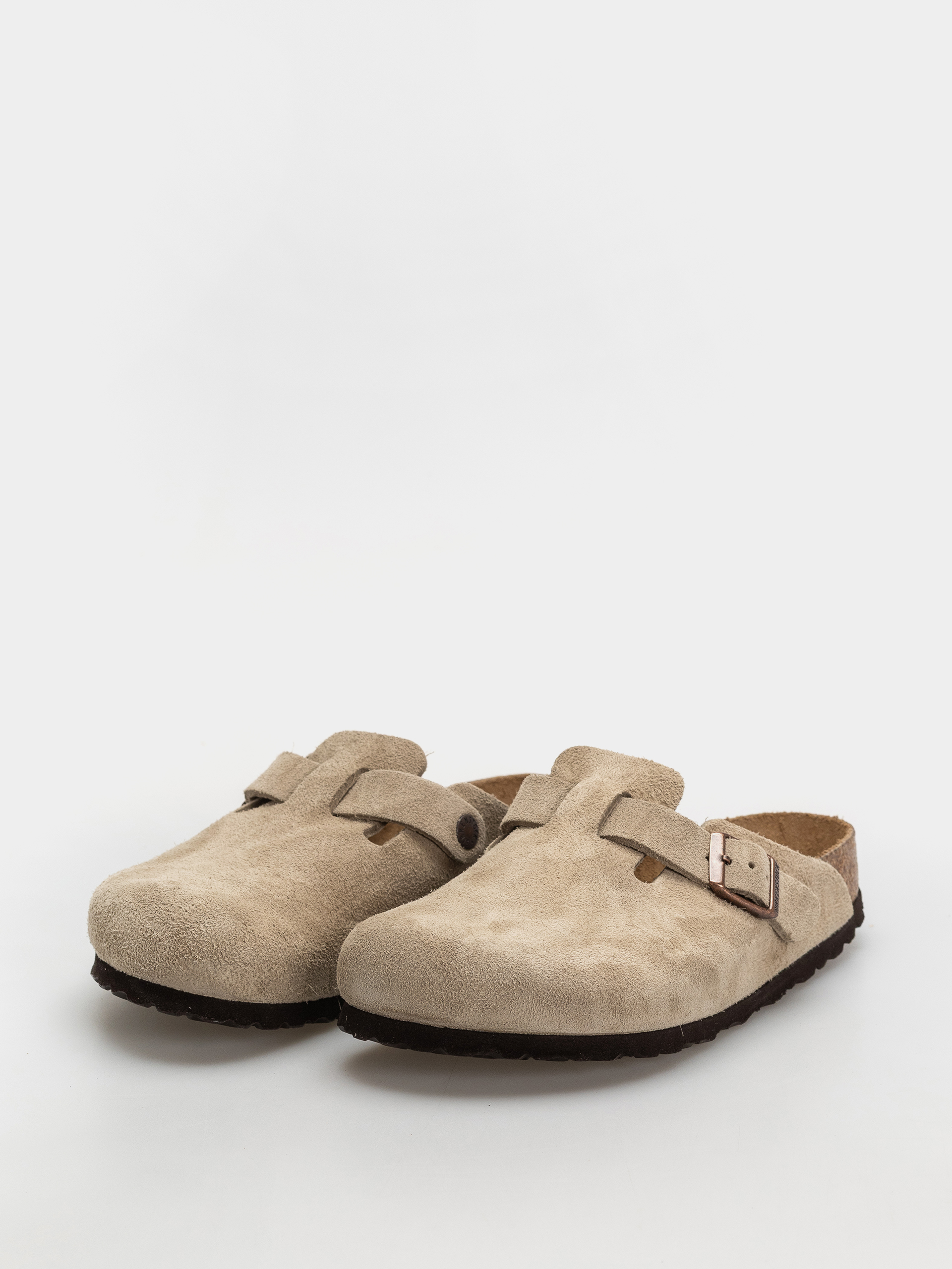 Birkenstock Flip Flops Boston Soft Footbed Suede Leather Regular (taupe)