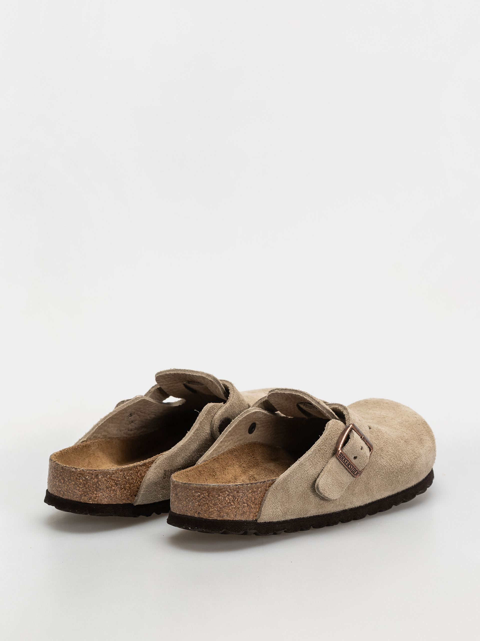 Birkenstock Flip Flops Boston Soft Footbed Suede Leather Regular (taupe)
