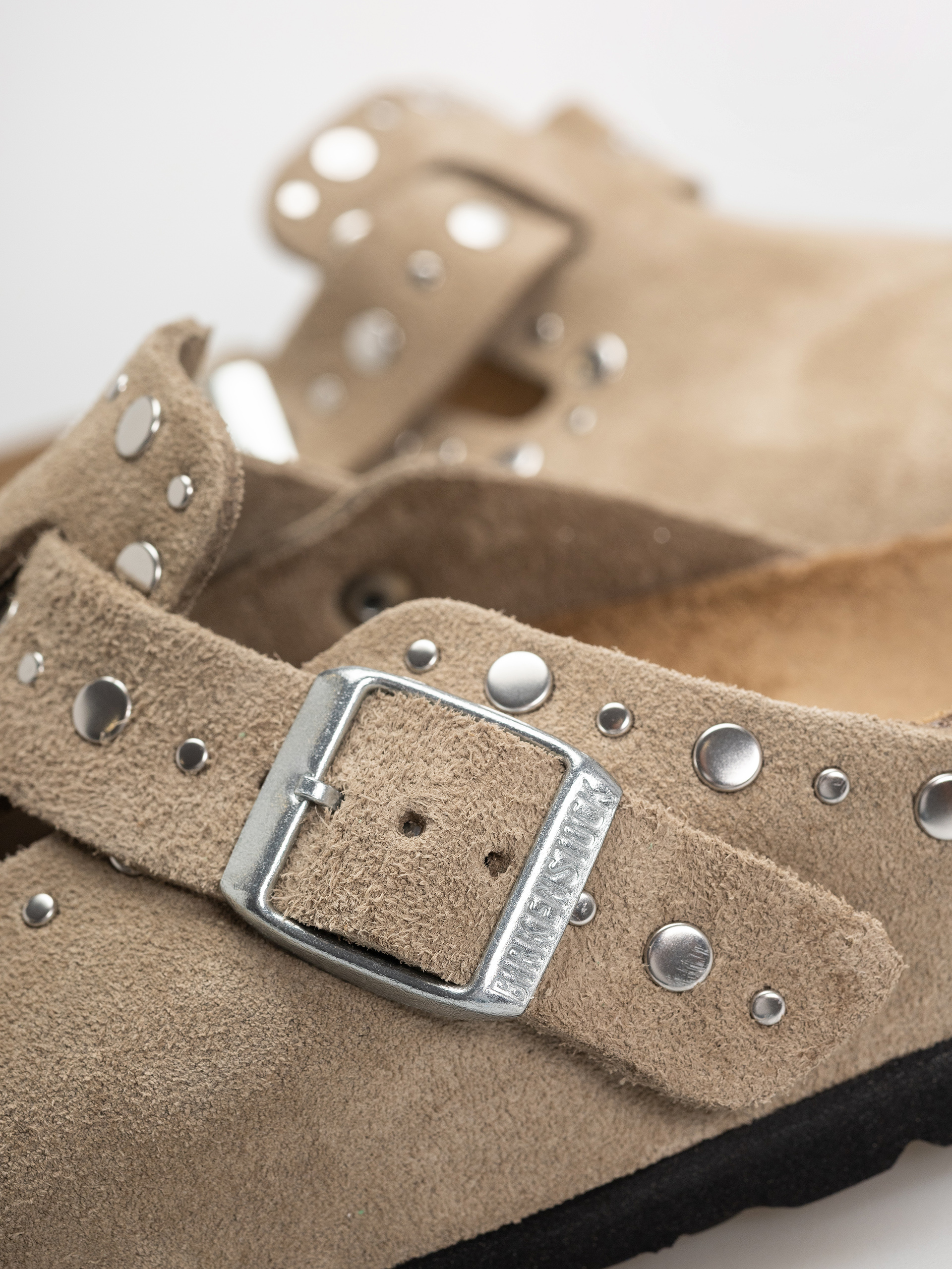 Birkenstock Flip-flops Boston Rivets Suede Leather Narrow Wmn (taupe)