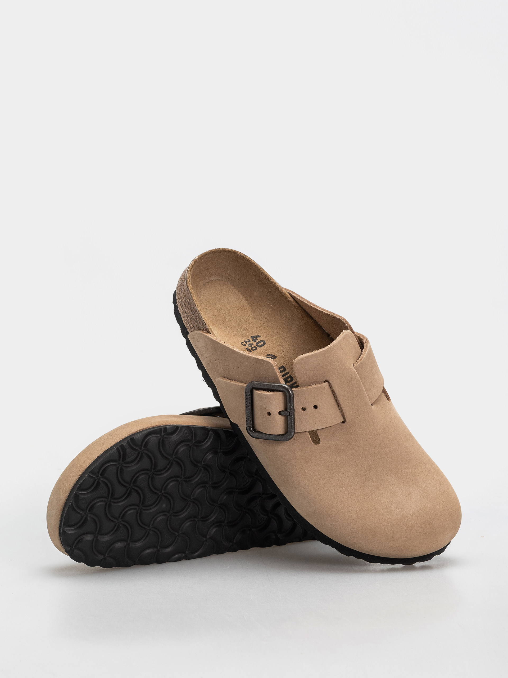 Birkenstock Flip-flops Boston Wire Buckle Nubuck Leather Narrow (sandcastle)