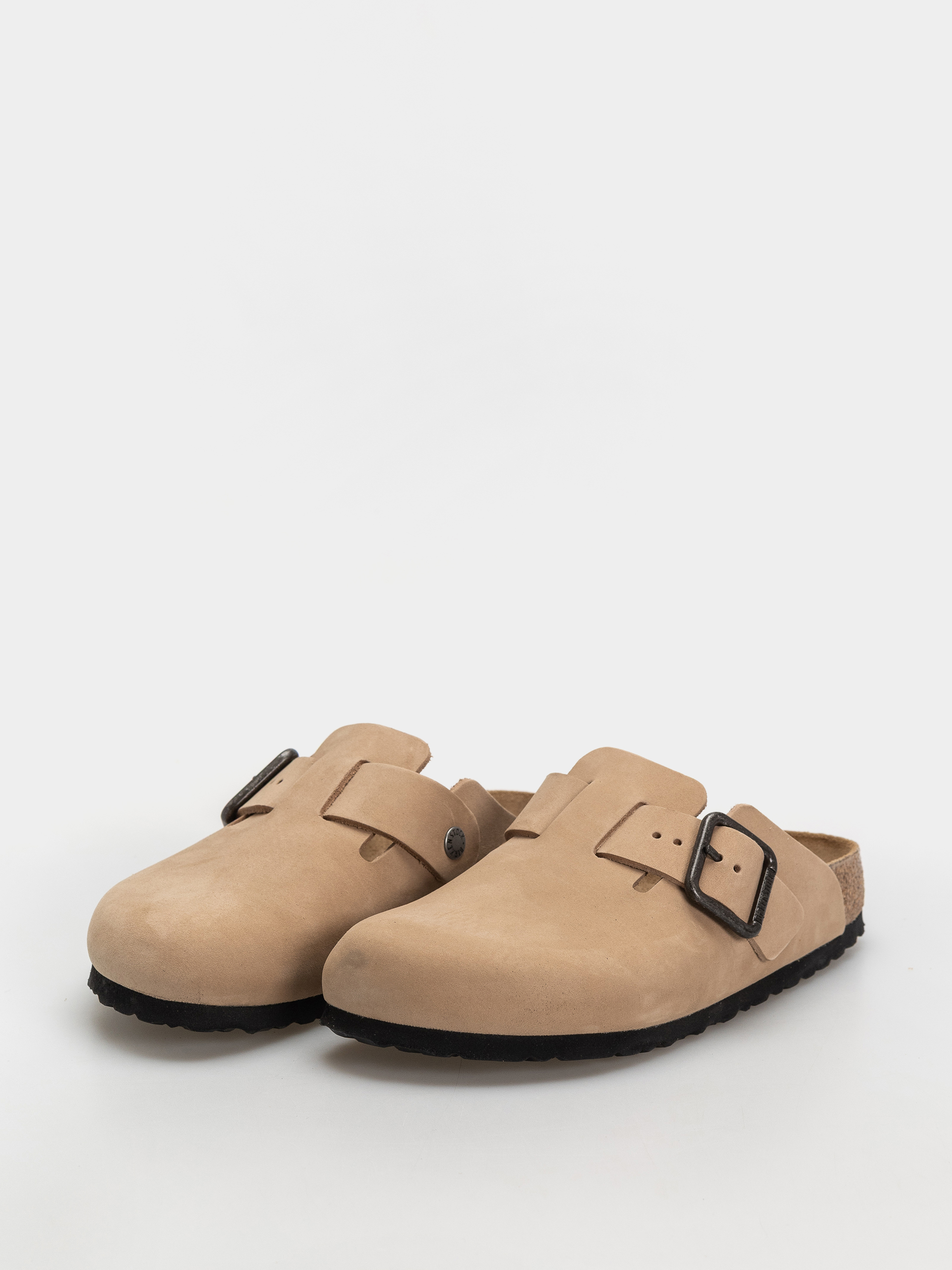 Birkenstock Flip Flops Boston Wire Buckle Nubuck Leather Narrow (sandcastle)