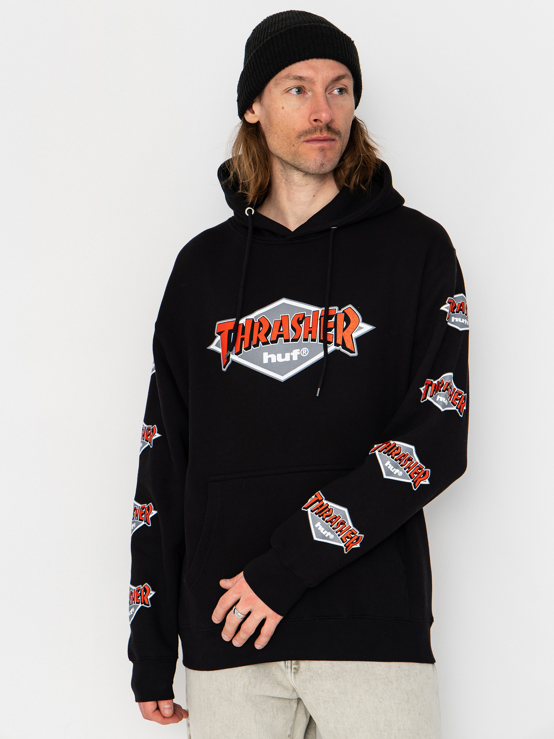 HUF Hoodie X Thrasher Logo HD - black (black)