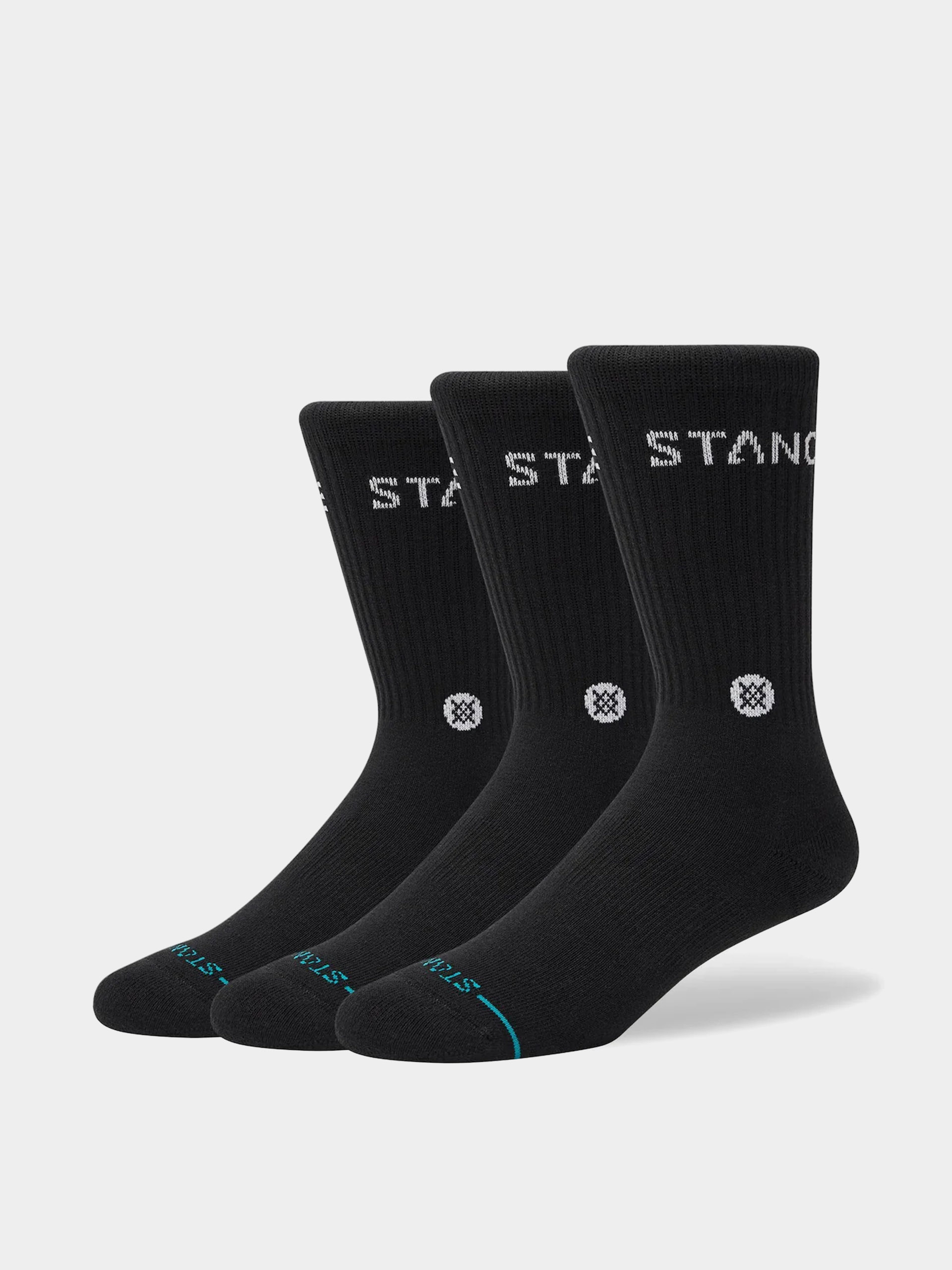 Stance Icon Quarter – Lot De 3 Paires De Chaussettes – Noir – Mélange Polyester/Nylon/Élasthanne – Taille 43-47 EU