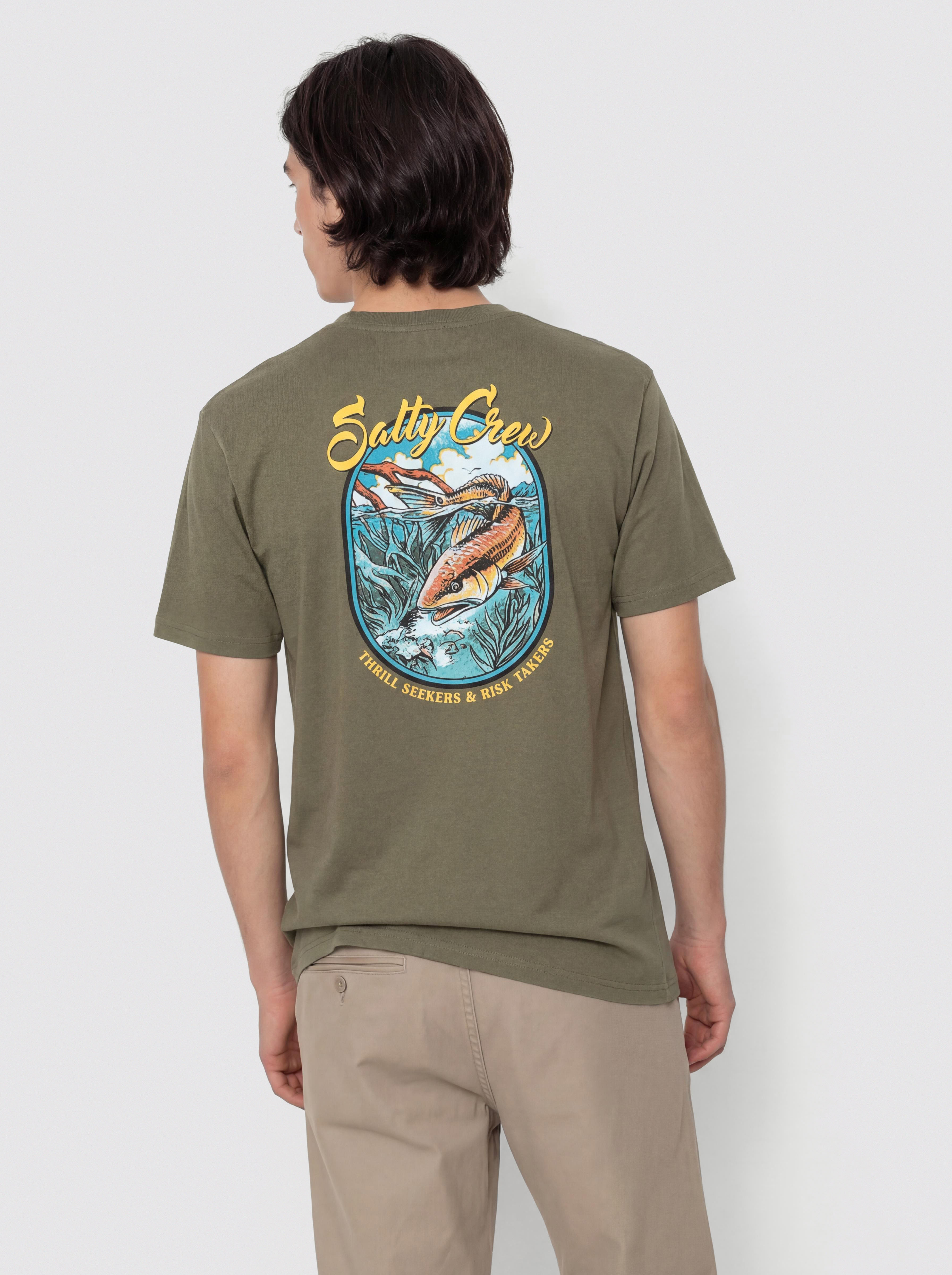 Salty Crew T-Shirt Red Fish Classic (dusty olive)