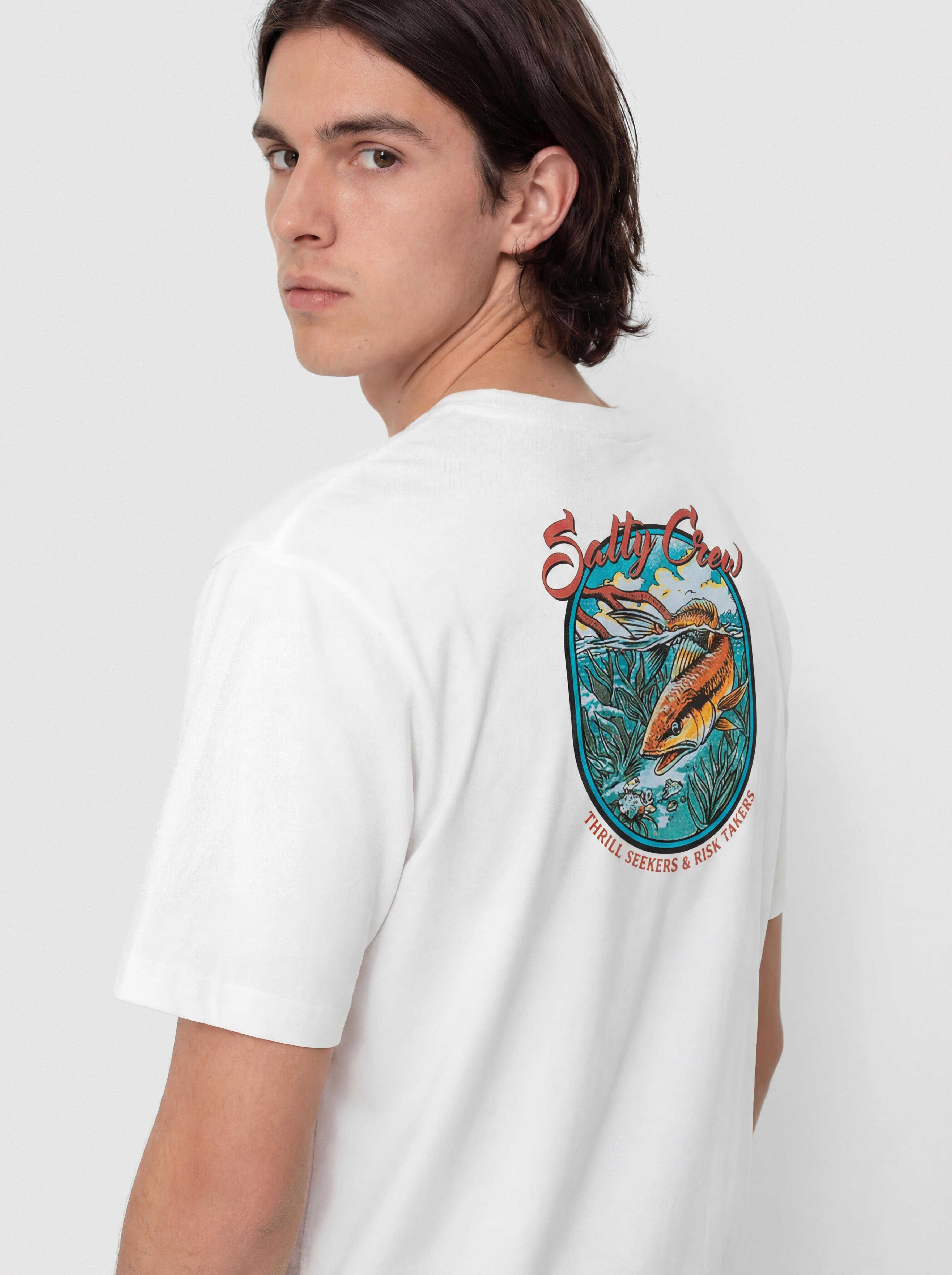Salty Crew T-Shirt Red Fish Classic (white)