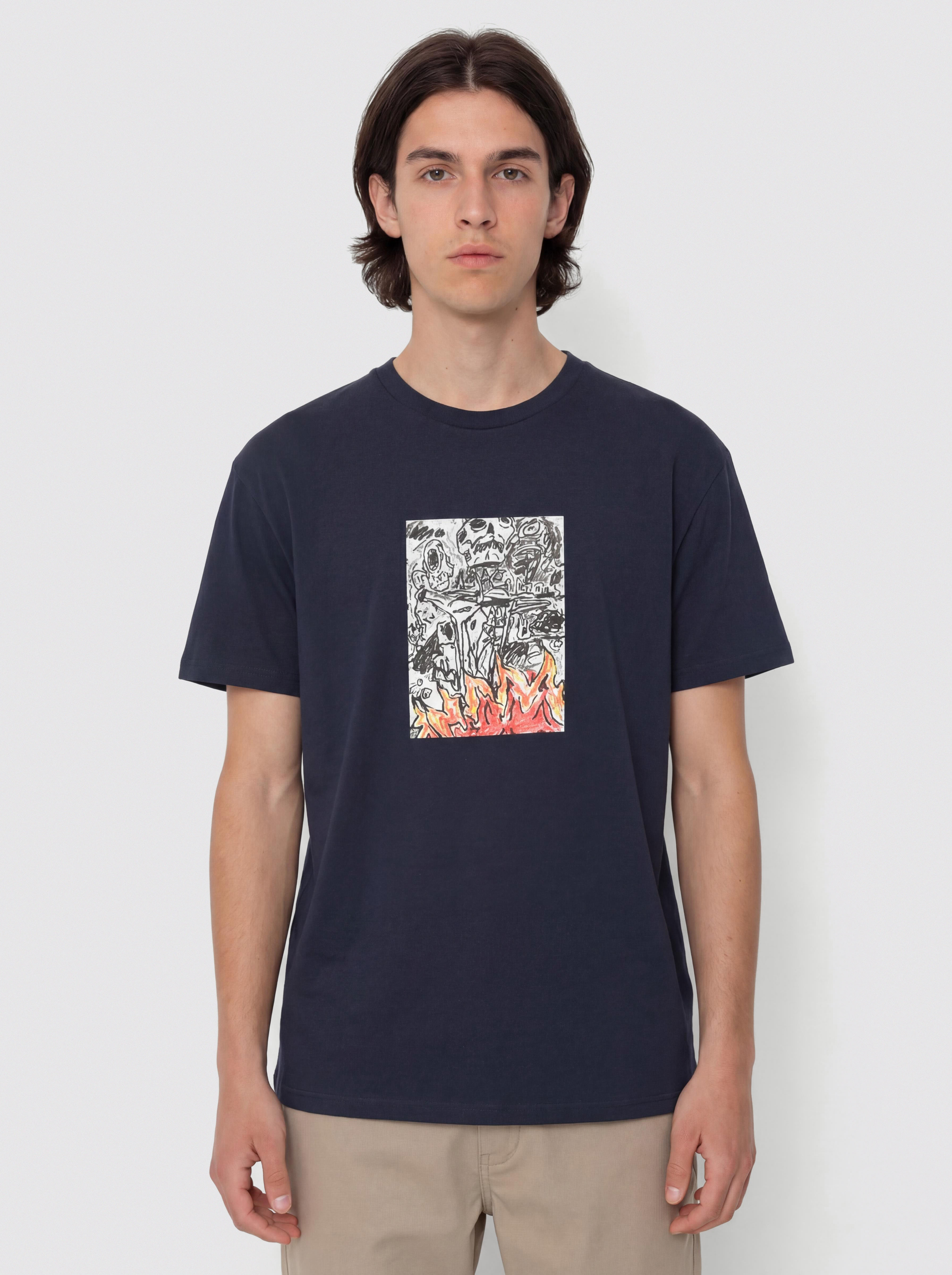 Poetic Collective Burning Skull T-Shirt (navy)