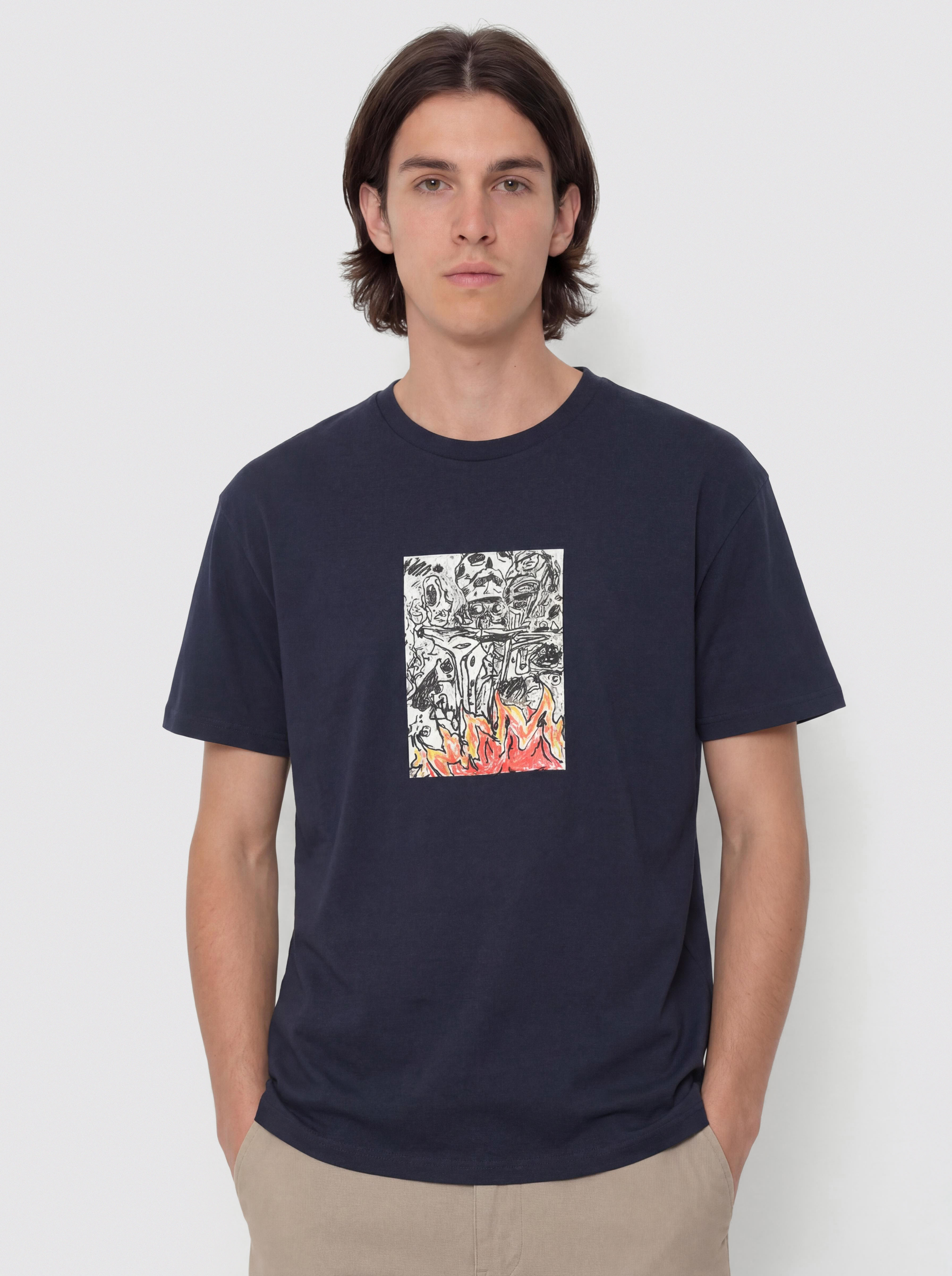 Poetic Collective Burning Skull T-Shirt (navy)