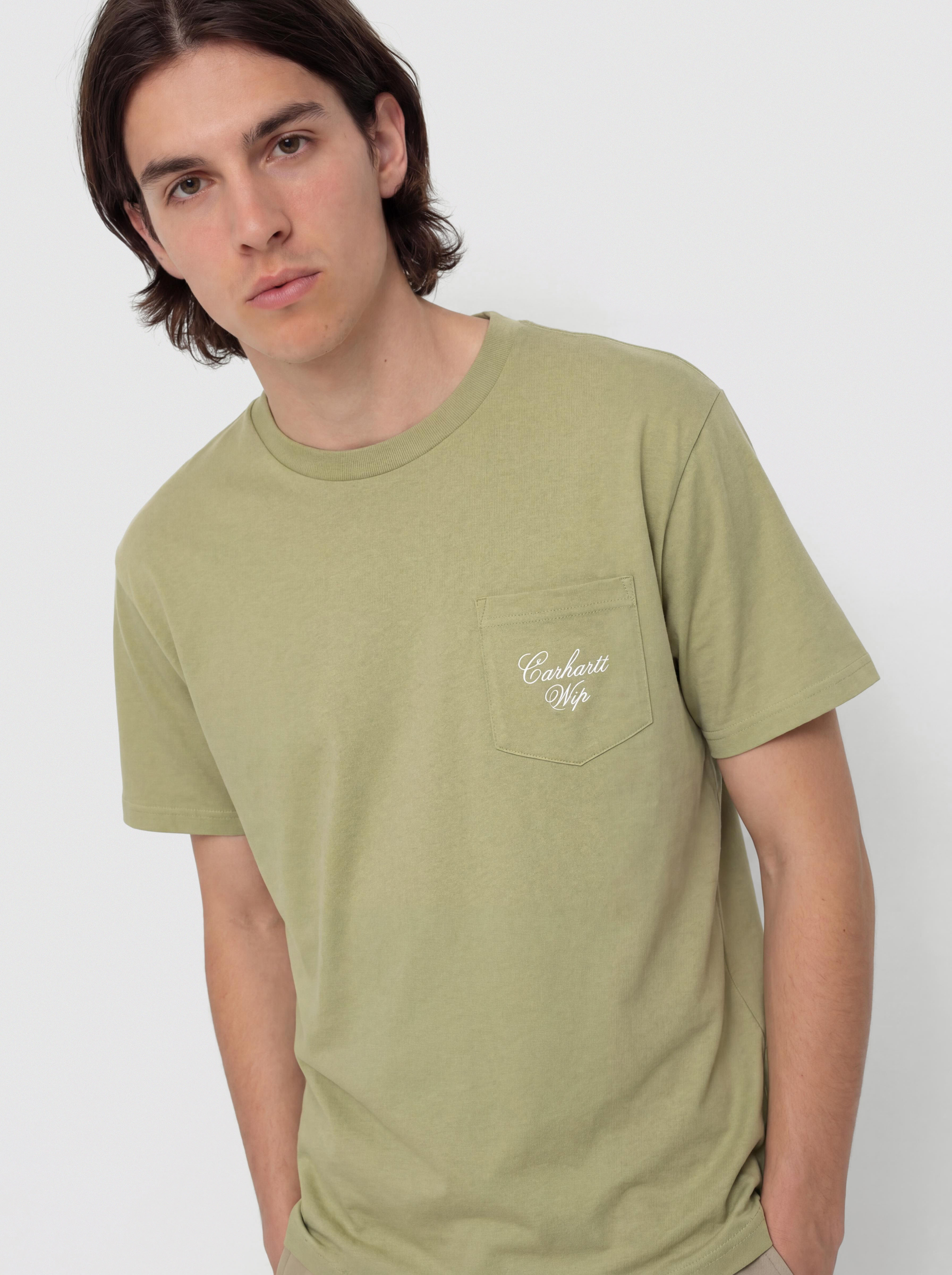 Carhartt WIP T-Shirt Longhand Pocket (gentle green/white)