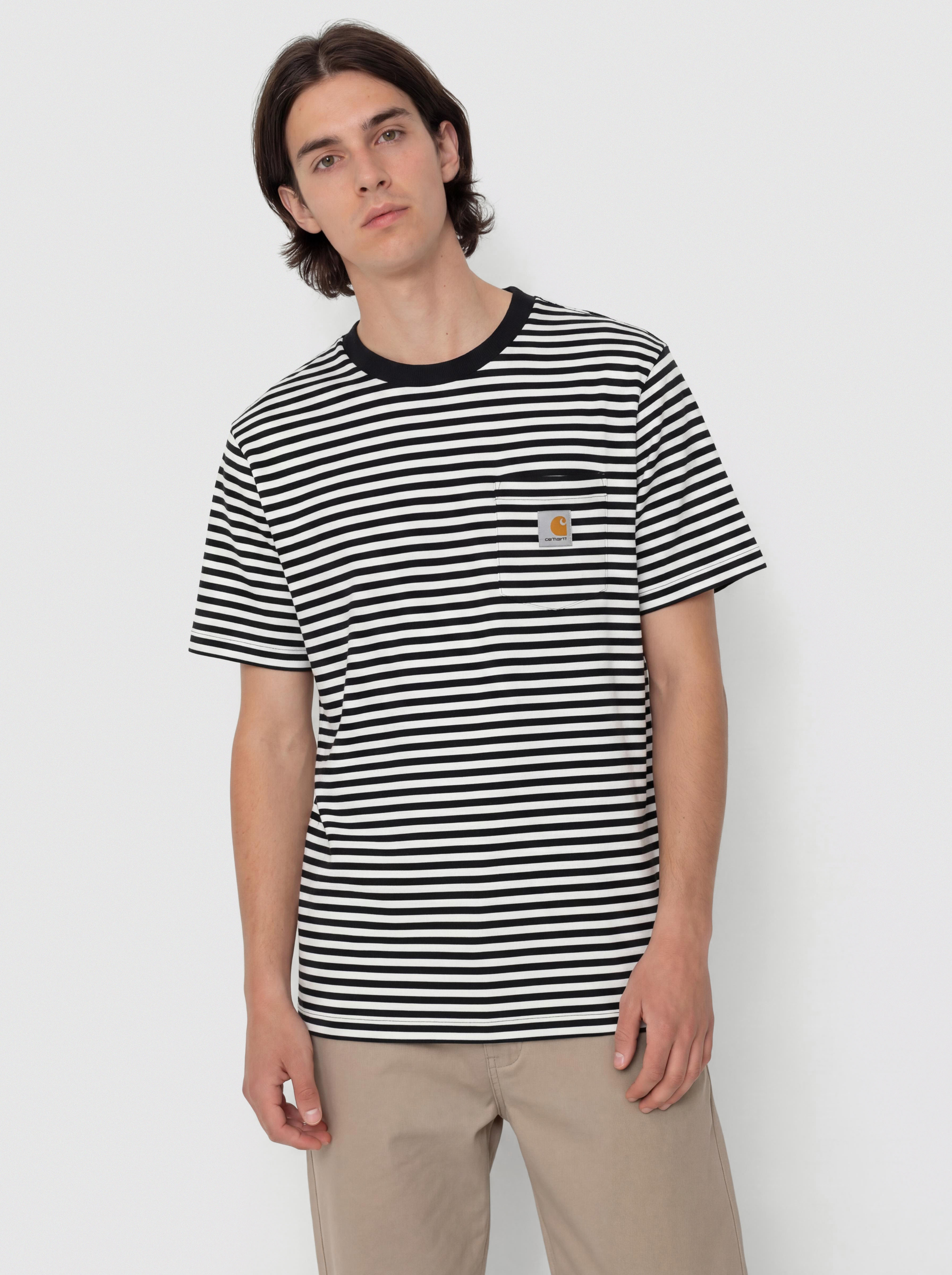 Carhartt WIP T-Shirt Ezra Pocket (ezra stripe/black/wax)
