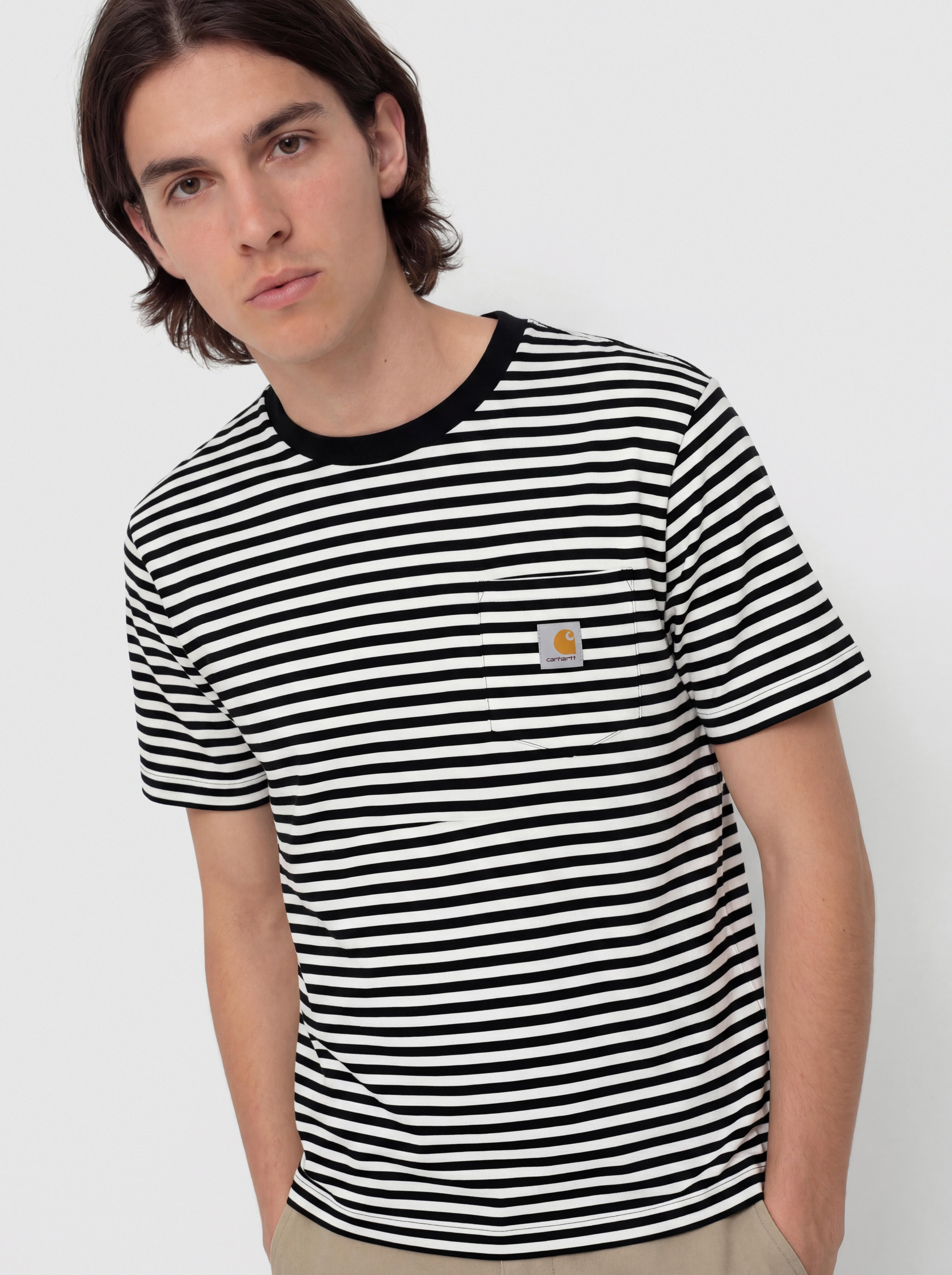 Carhartt WIP T-Shirt Ezra Pocket (ezra stripe/black/wax)