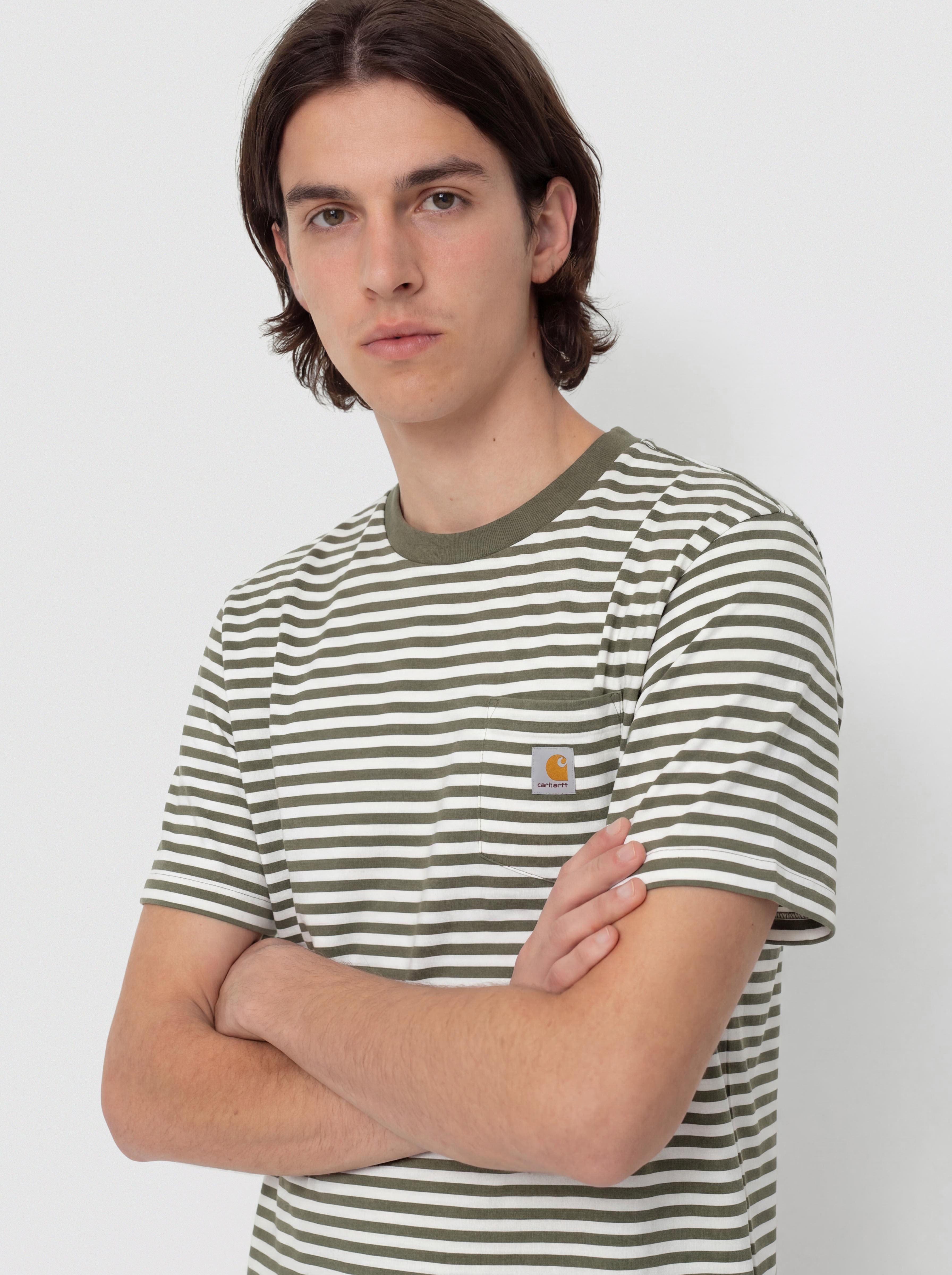 Carhartt WIP T-Shirt Ezra Pocket (ezra stripe/leaf/wax)