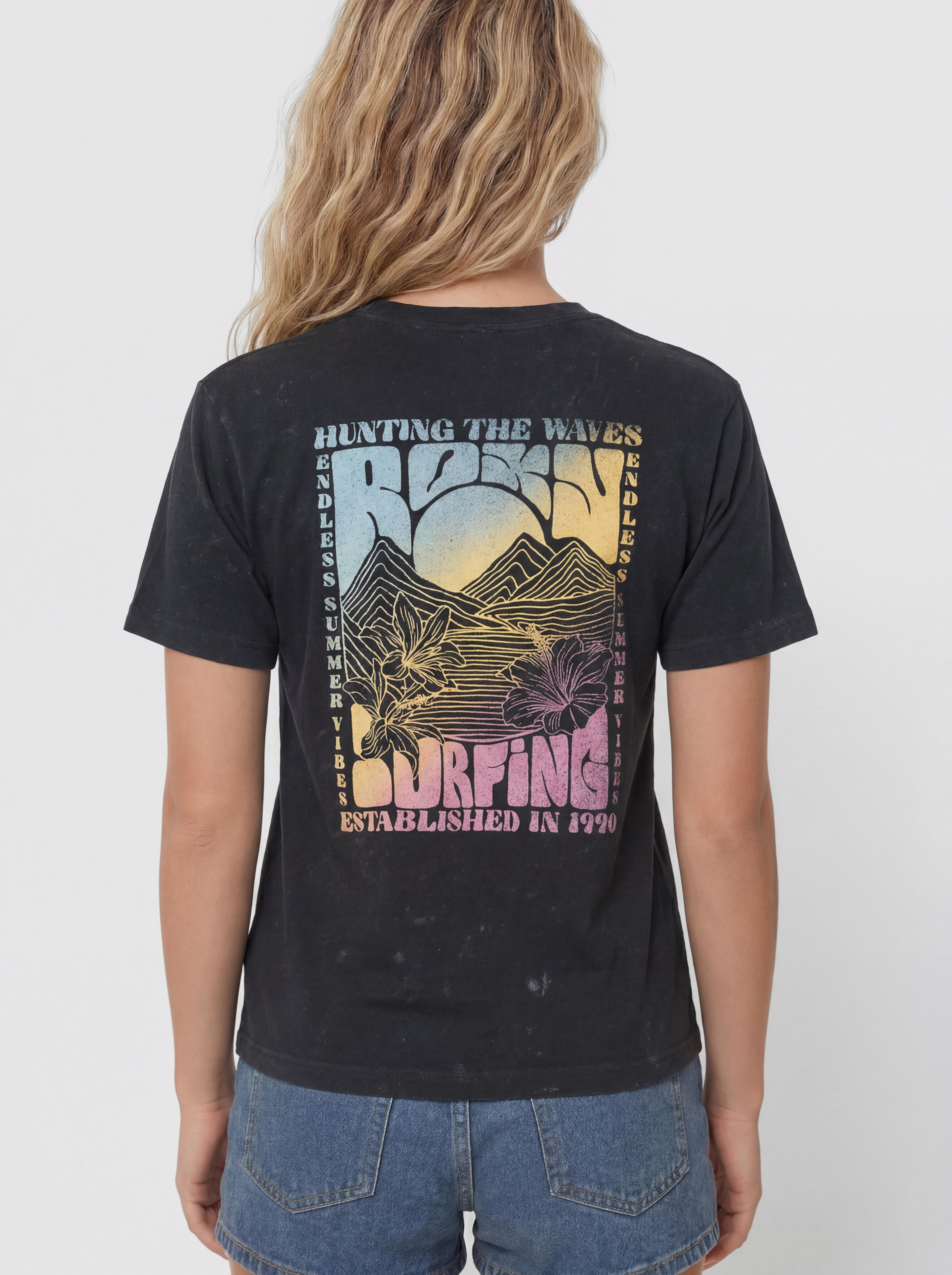 Roxy T-Shirt Sunnyoversize Optic Wash Wmn (anthracite)