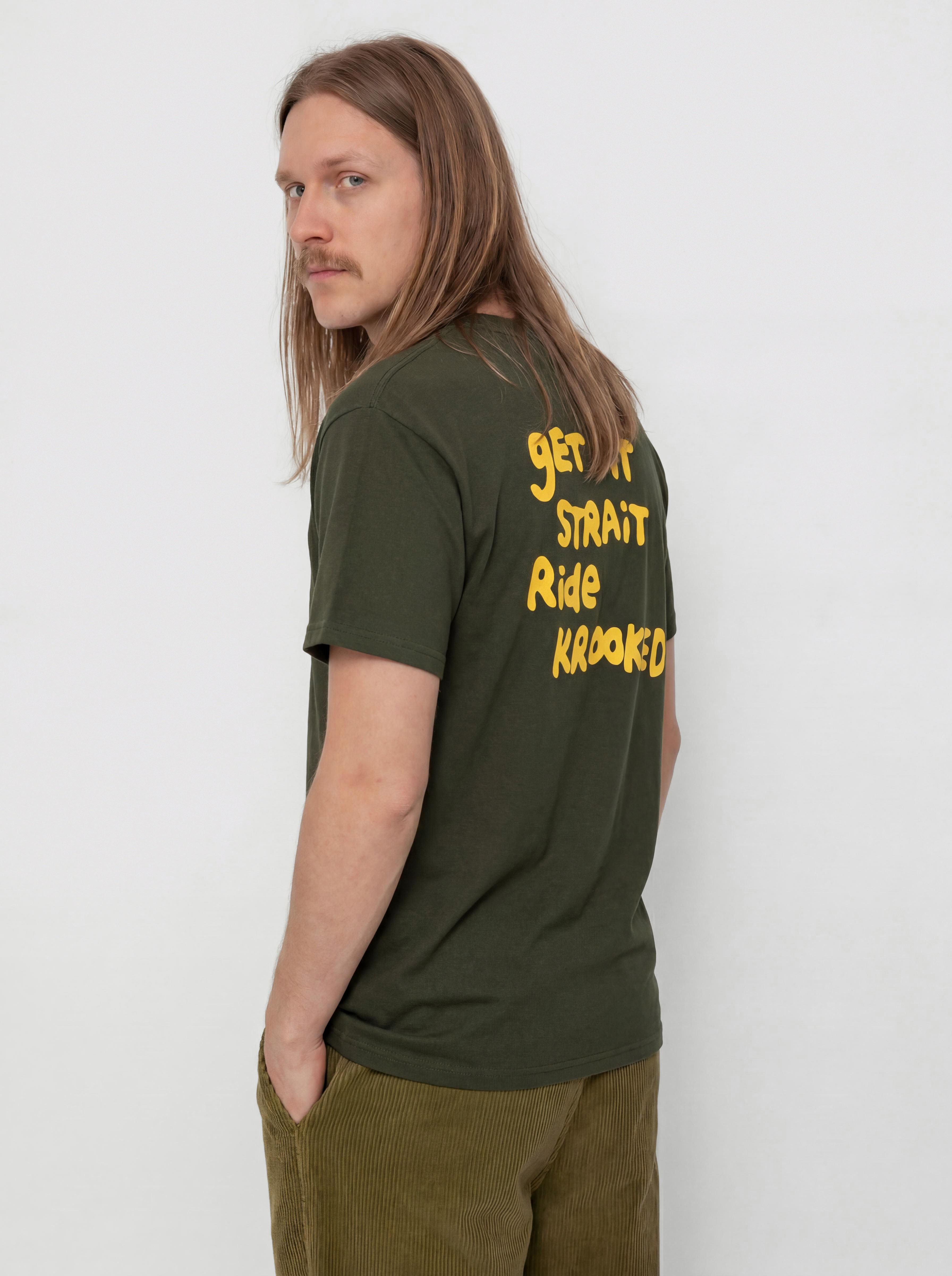Krooked T-Shirt Street Eyes (forest green/gold)