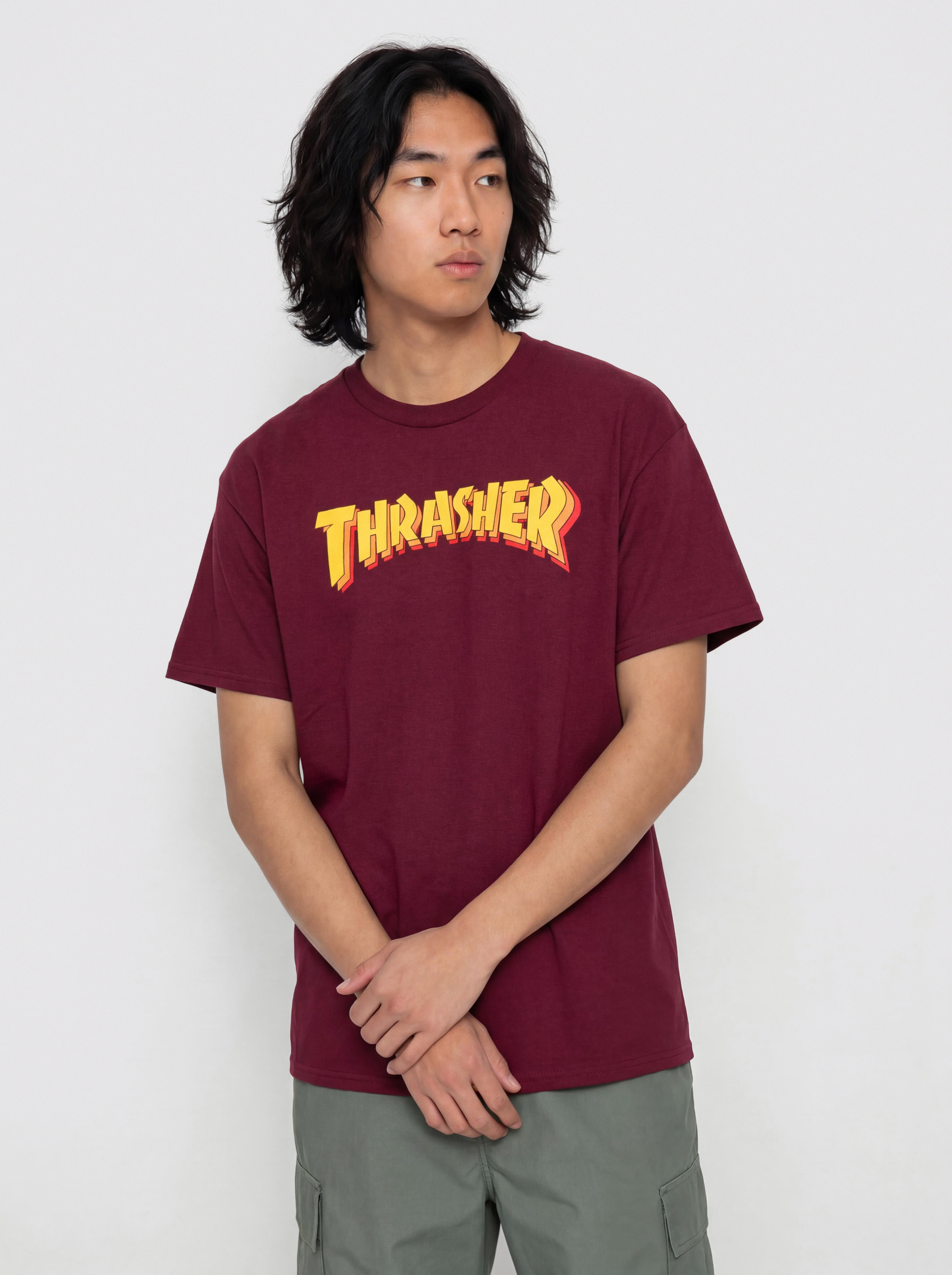 Thrasher Stacked T-Shirt (maroon)