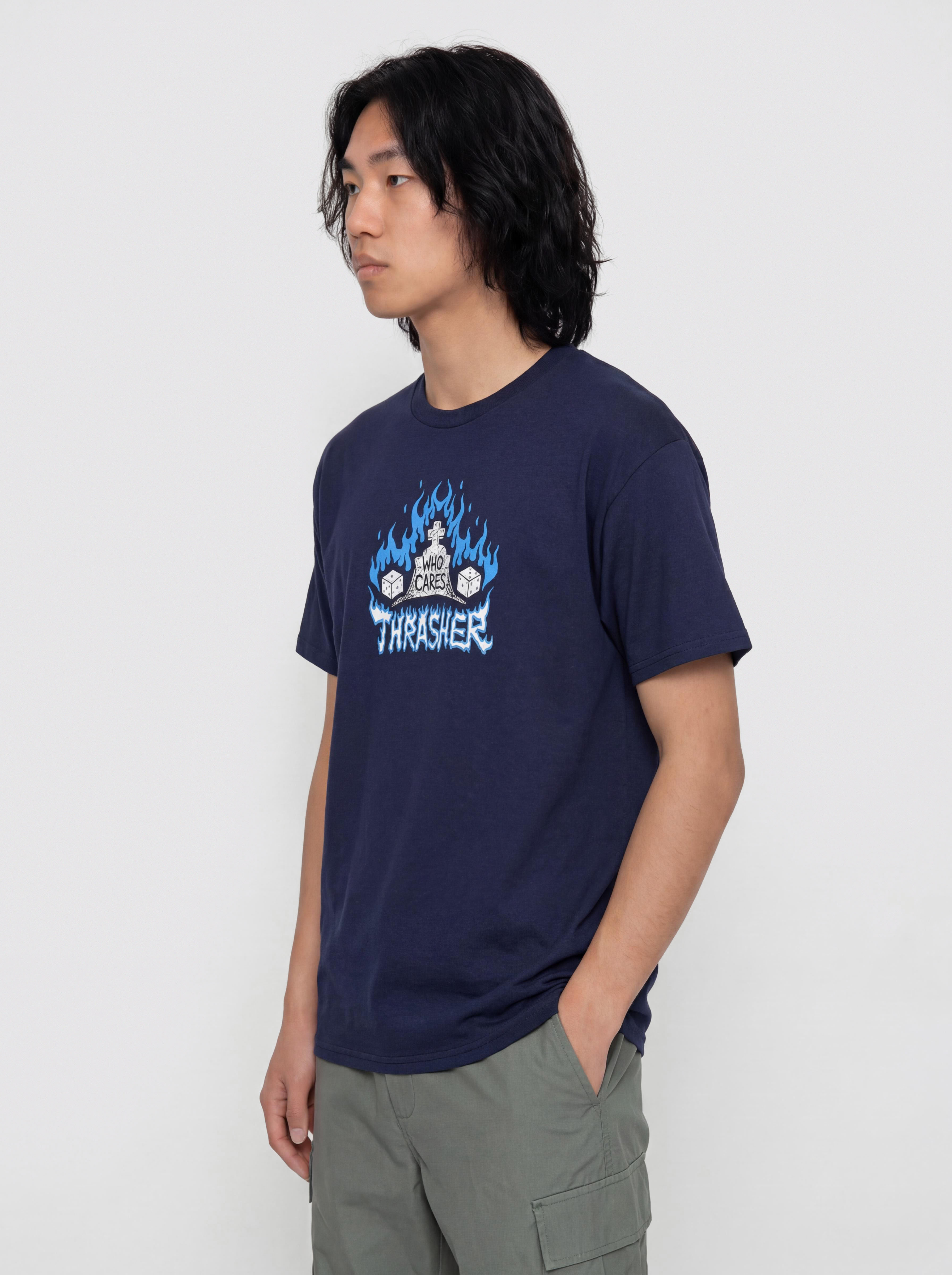 Thrasher Who Cares By Neckface T-Shirt (navy)