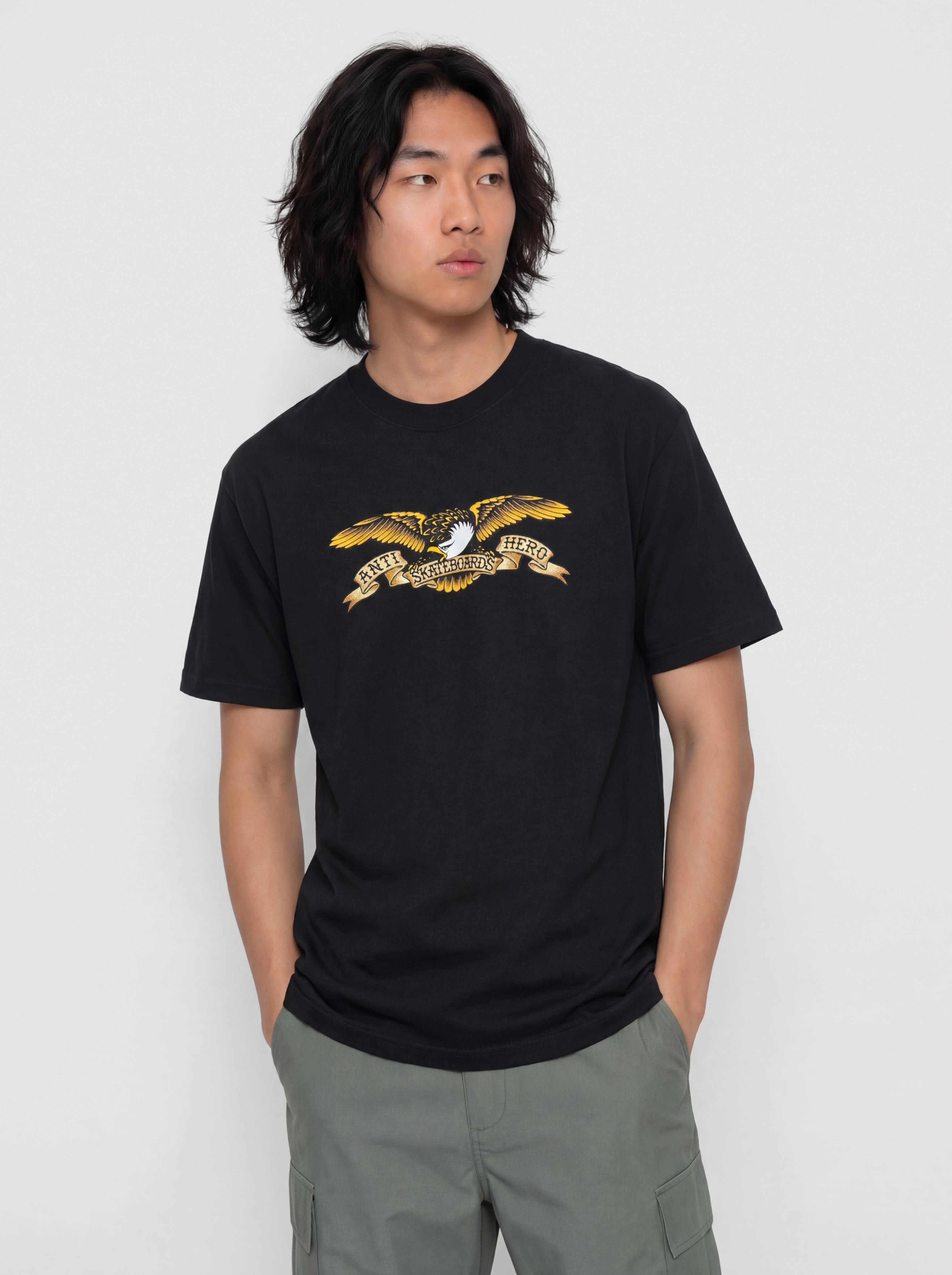 Antihero Eagle T-Shirt (black garment dye w/multi color print)