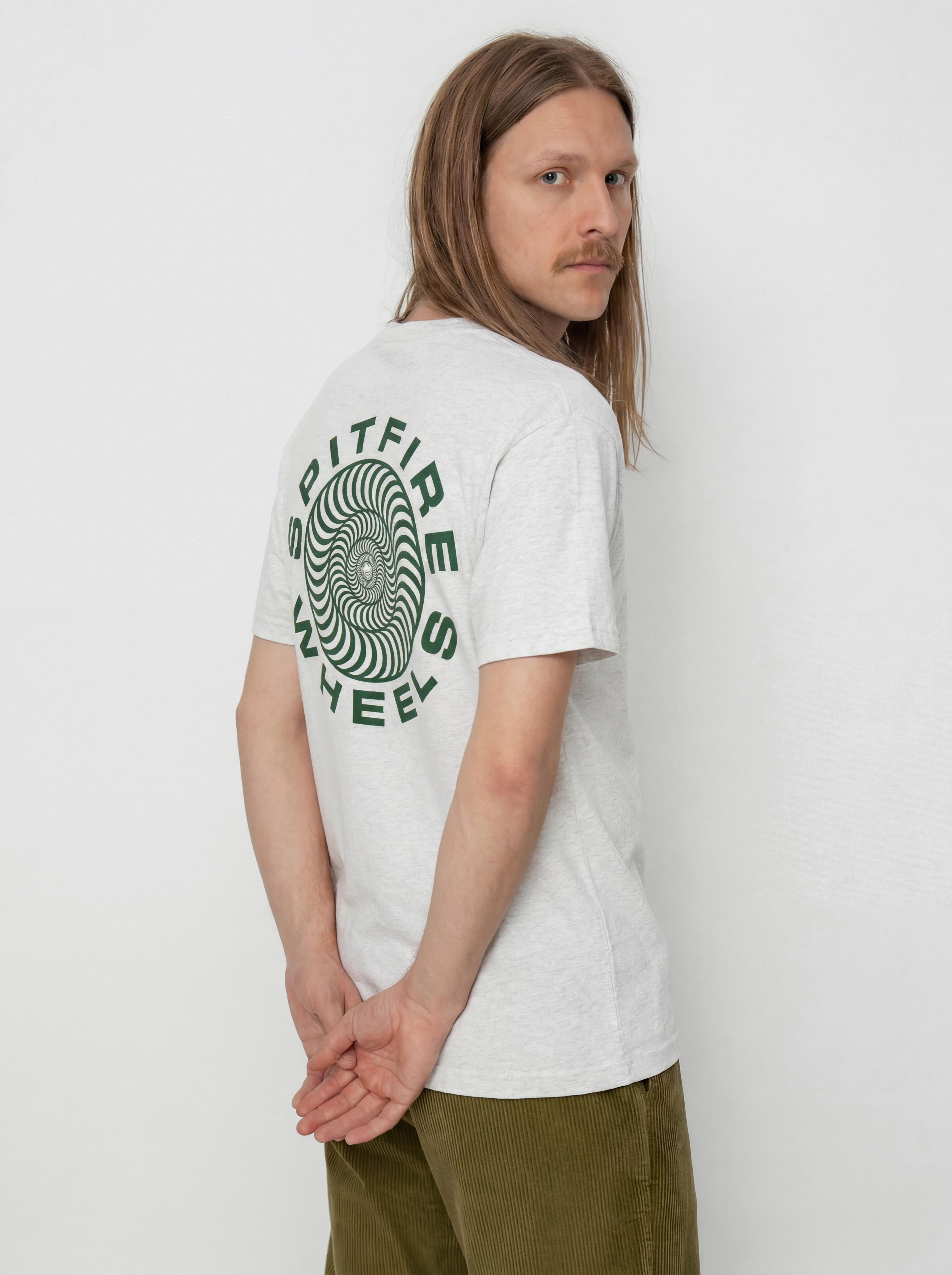 Spitfire Classic 87 Swirl Fill T-Shirt (ash grey w/dark green&white prints)