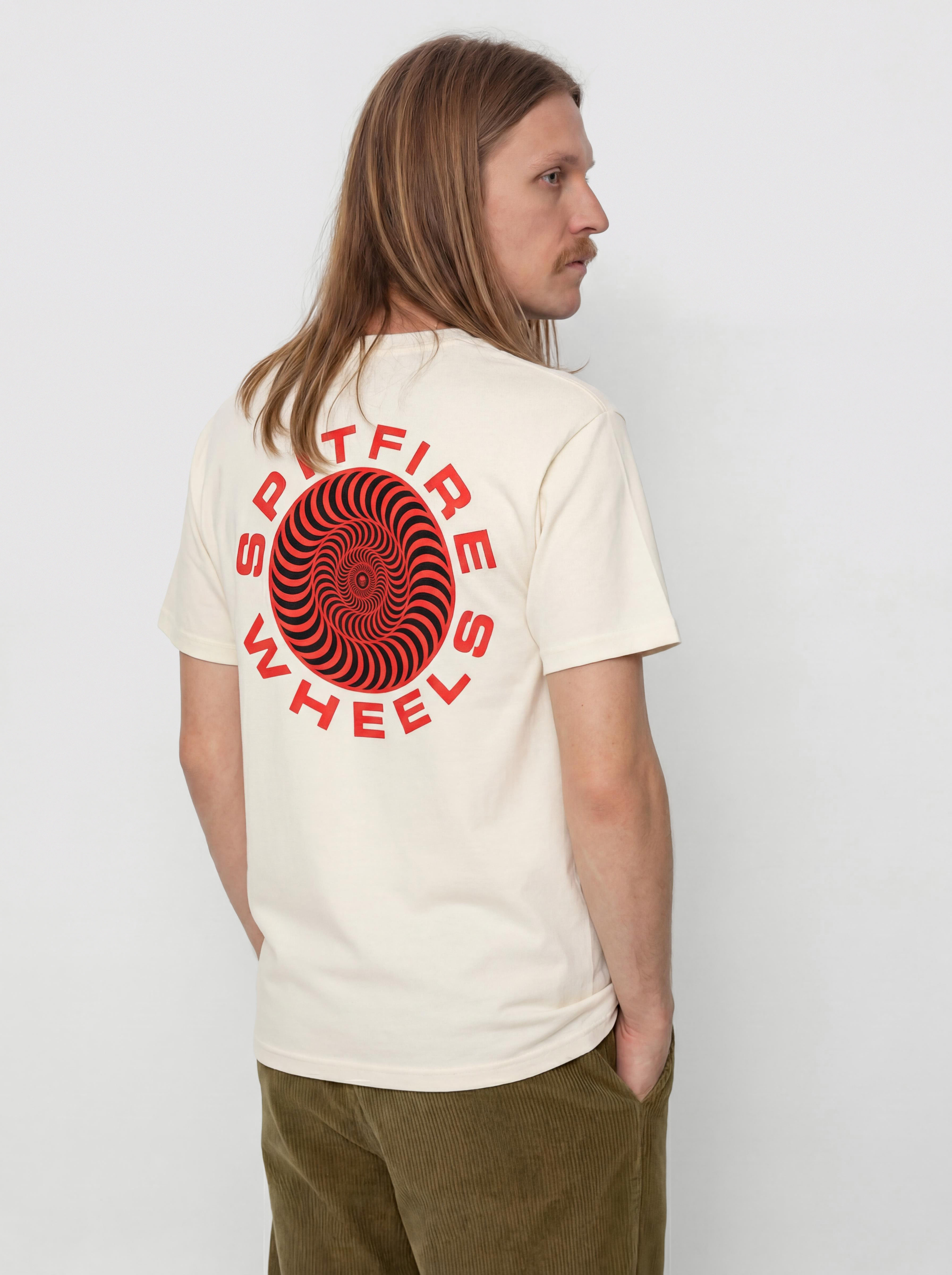 Spitfire Classic 87 Swirl Fill T-Shirt (cream w/red&black prints)