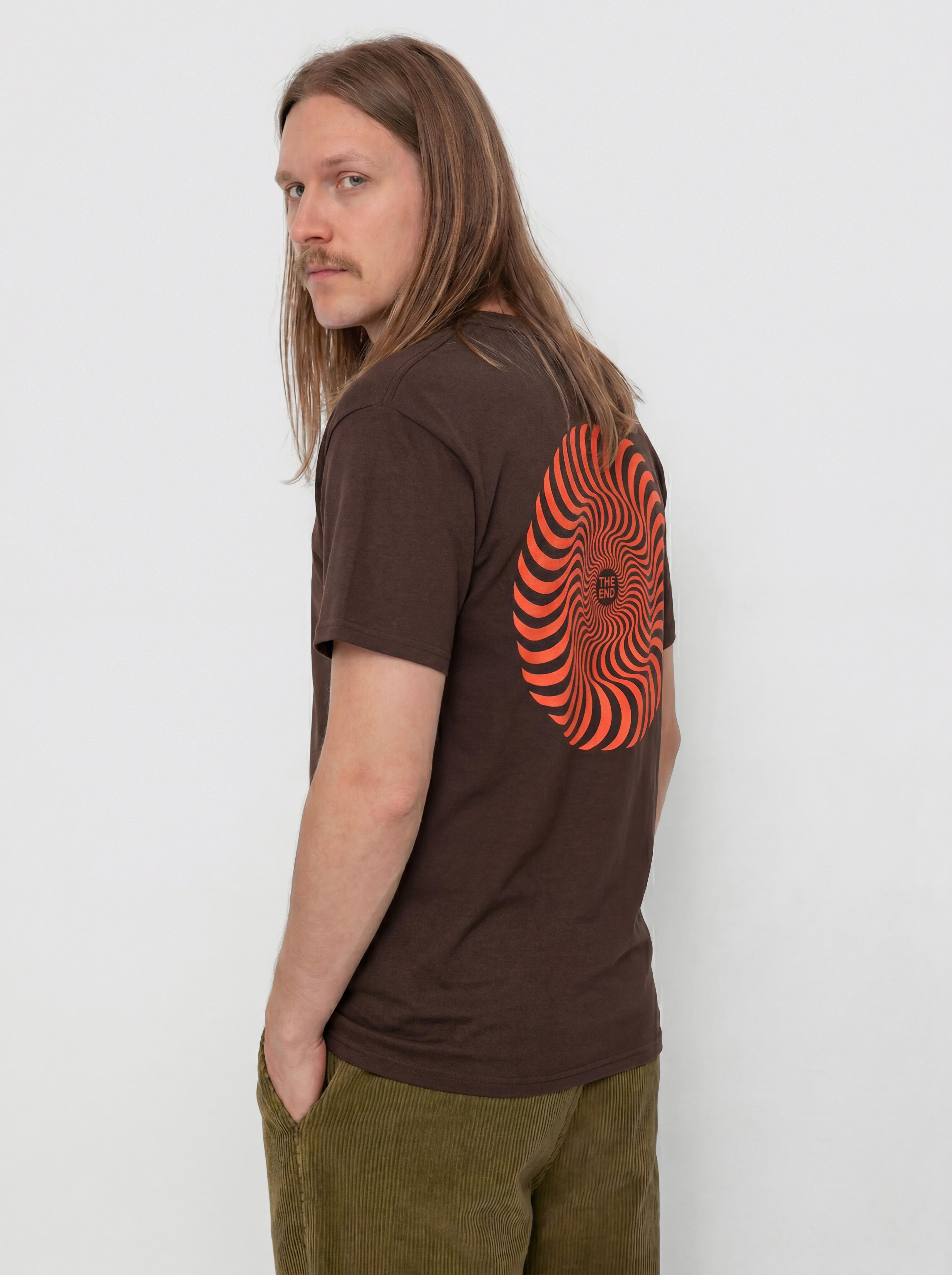 Spitfire Classic Swirl Overlay T-Shirt (dark chocolate/red & black prints)