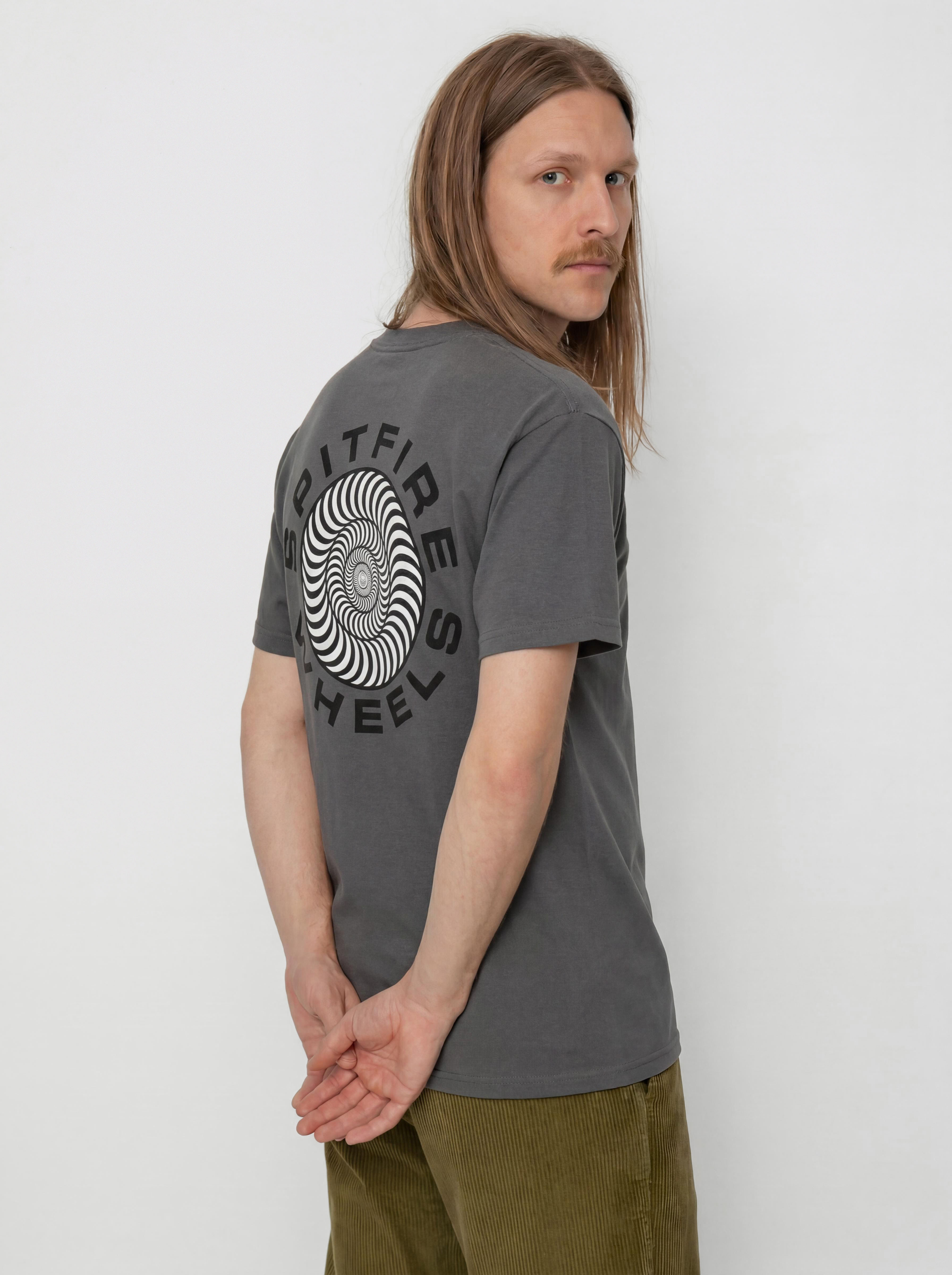 Spitfire Classic 87 Swirl Fill T-Shirt (charcoal solid w/black&white prints)