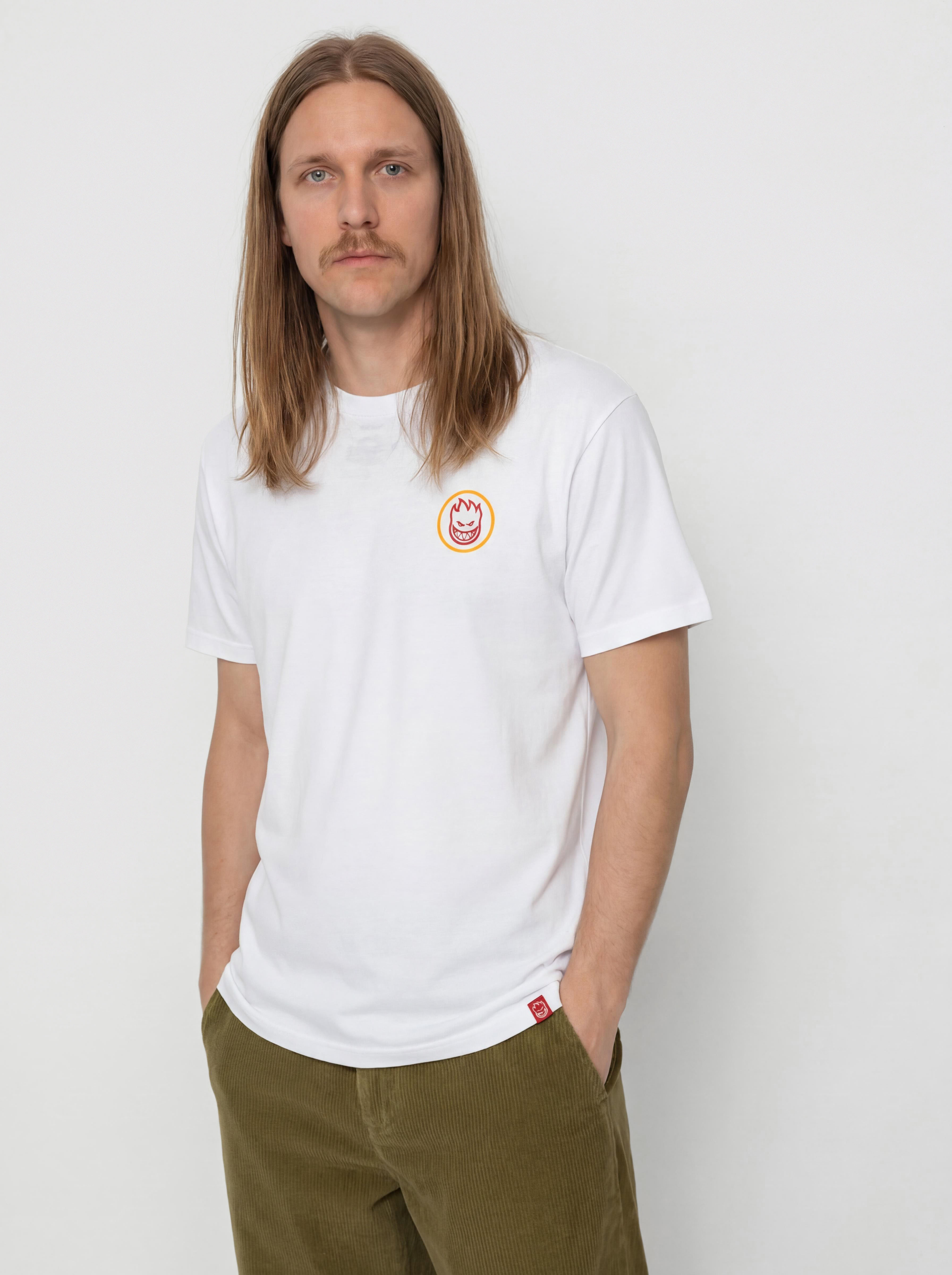 Spitfire Classic Swirl Overlay T-Shirt (white w/yellow & red prints)
