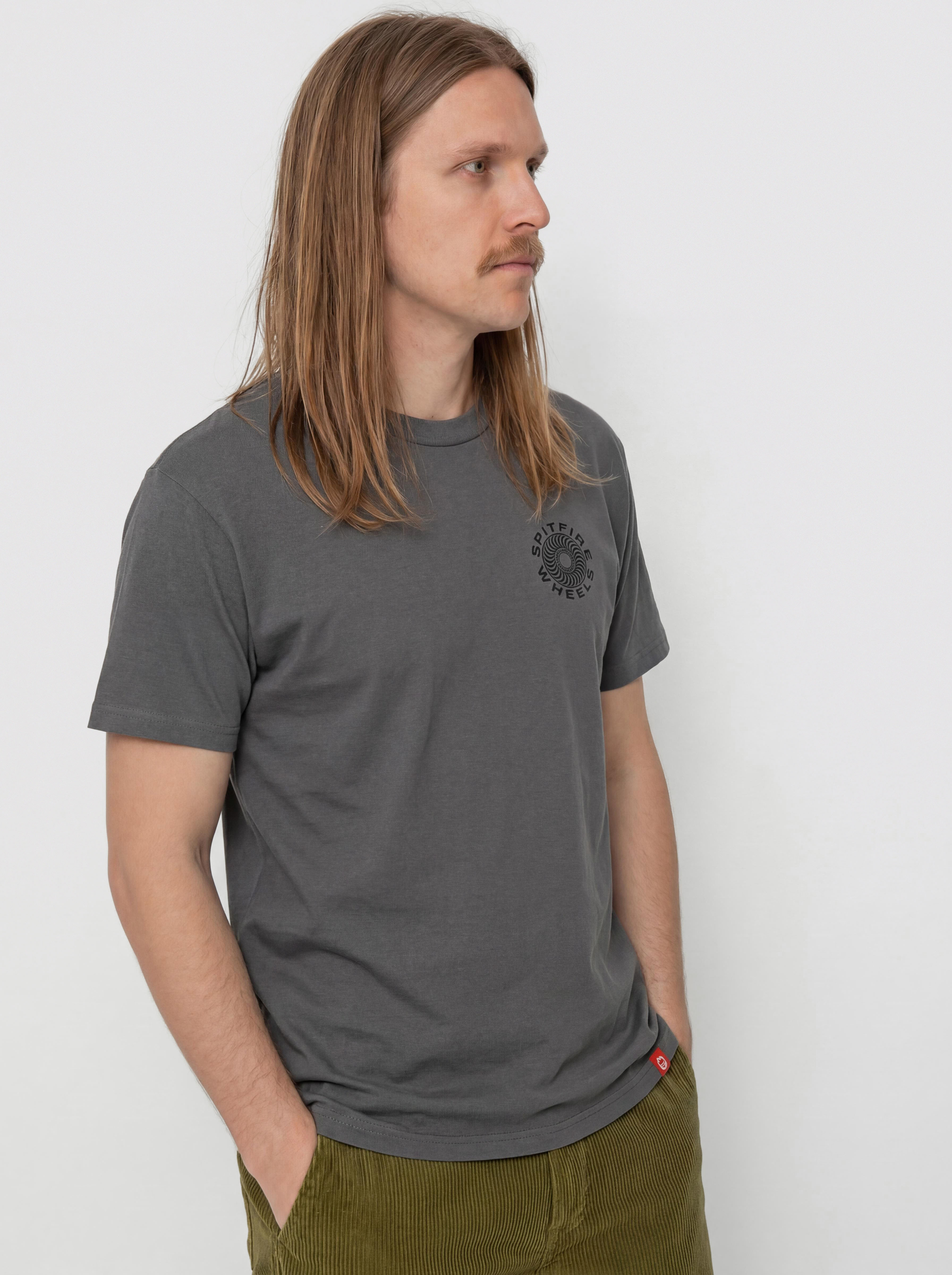 Spitfire Classic 87 Swirl Fill T-Shirt (charcoal solid w/black&white prints)