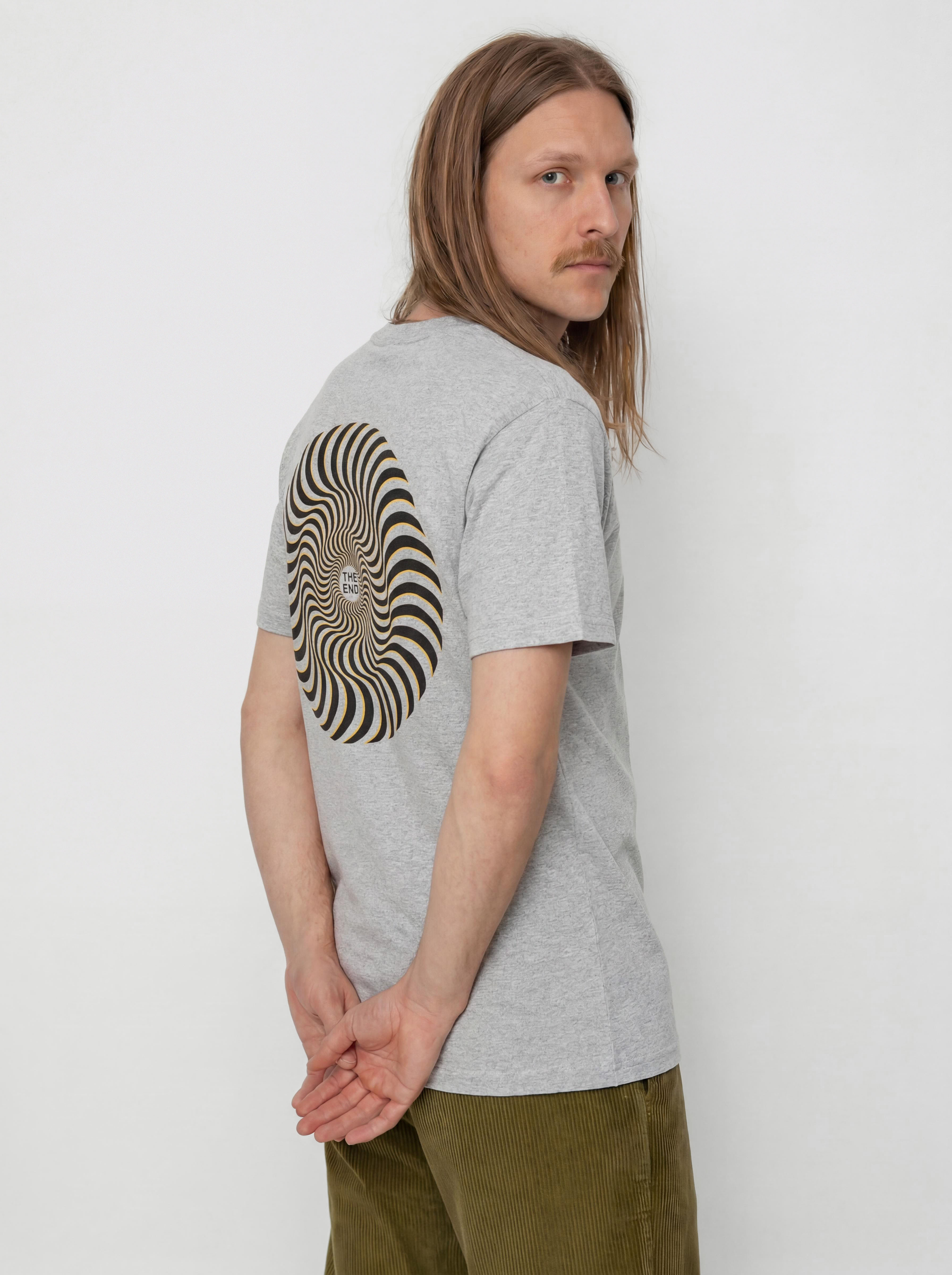 Spitfire Classic Swirl Overlay T-Shirt (heather grey w/black&gold prints)