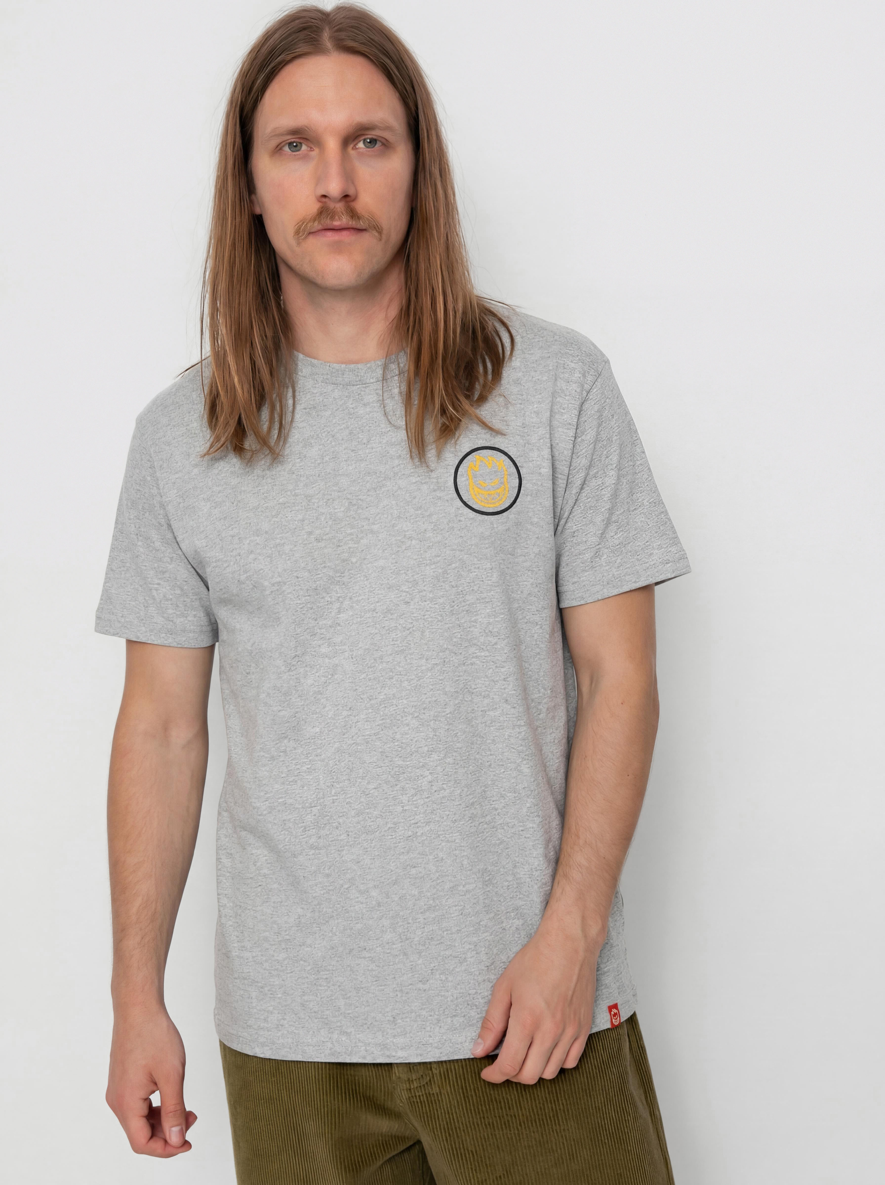 Spitfire Classic Swirl Overlay T-Shirt (heather grey w/black&gold prints)