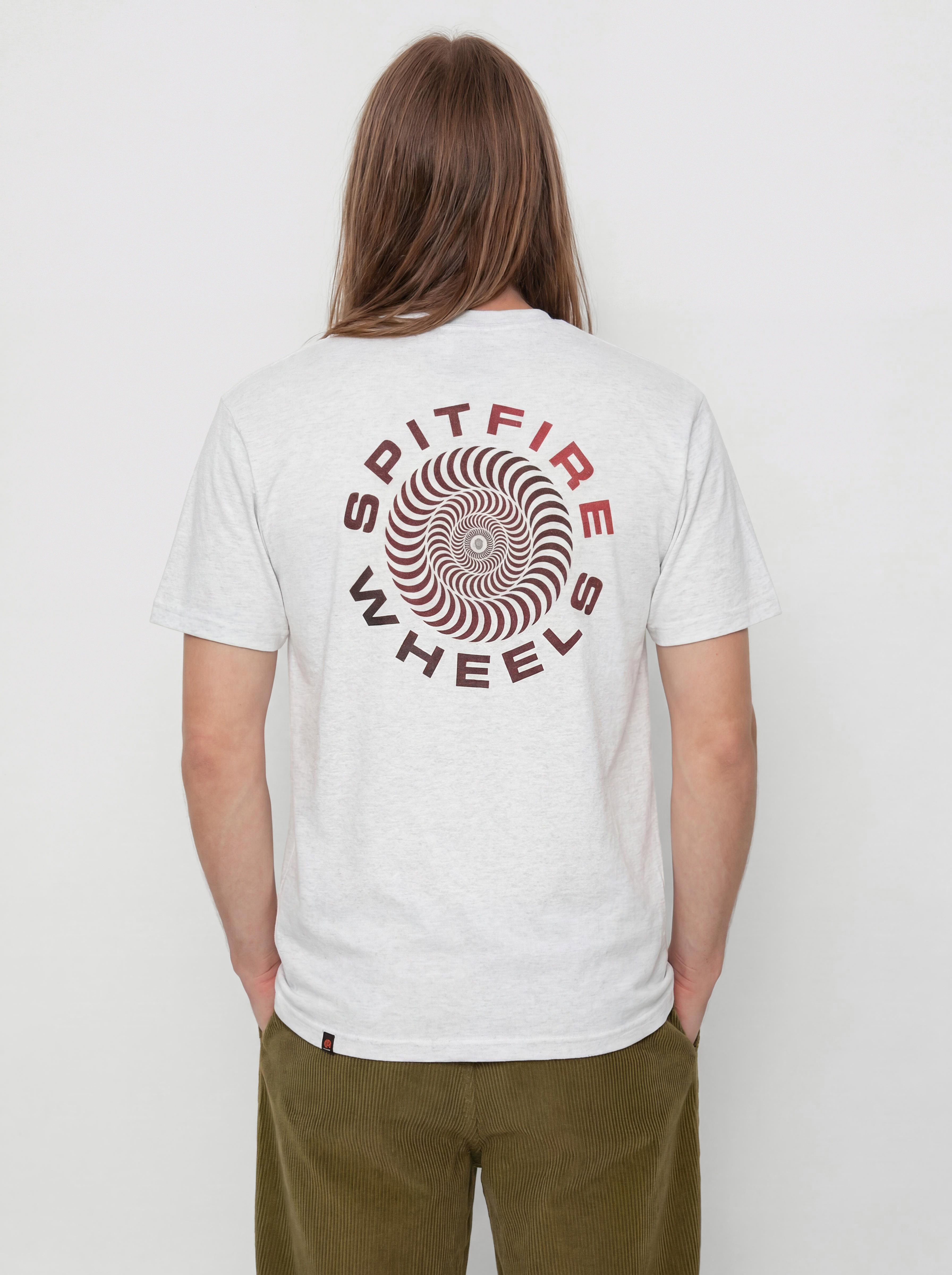 Spitfire Classic 87 Swirl Fade Fill T-Shirt (ash grey w/red&black fade prints)