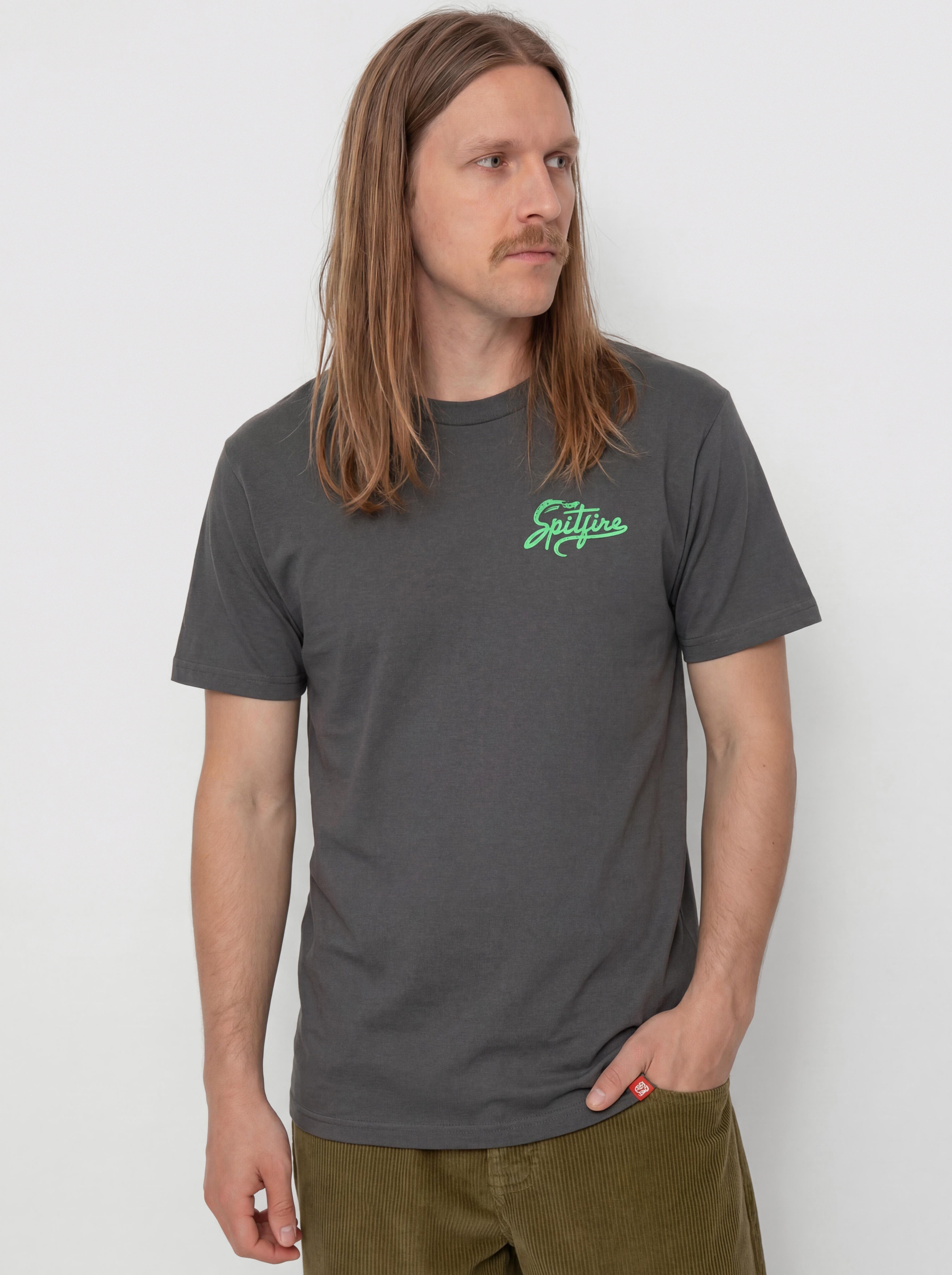 Spitfire Snake Classic T-shirt (charcoal solid w/green&black print)