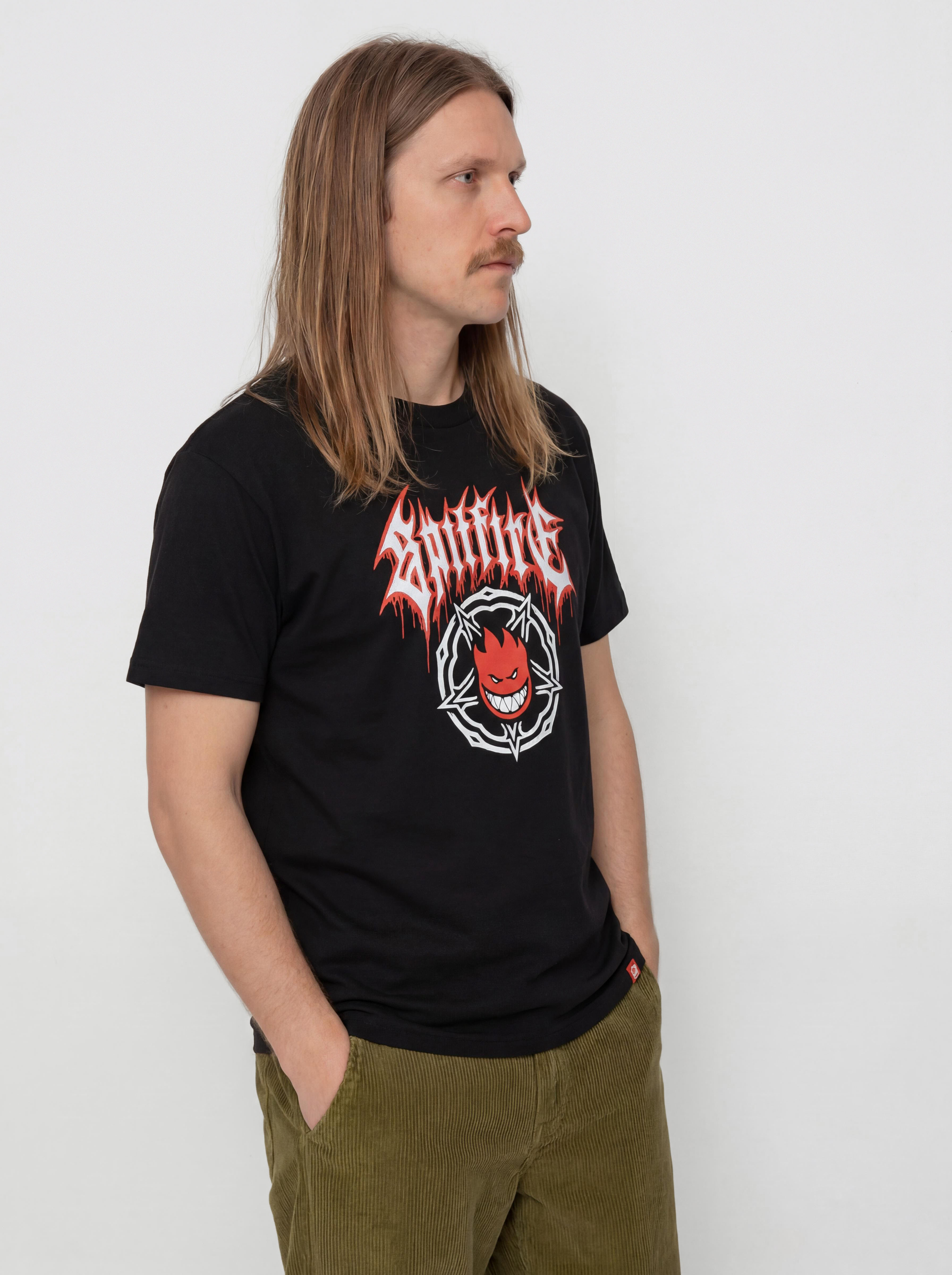 Spitfire Pentagram Drip T-Shirt (black w/red & white print)