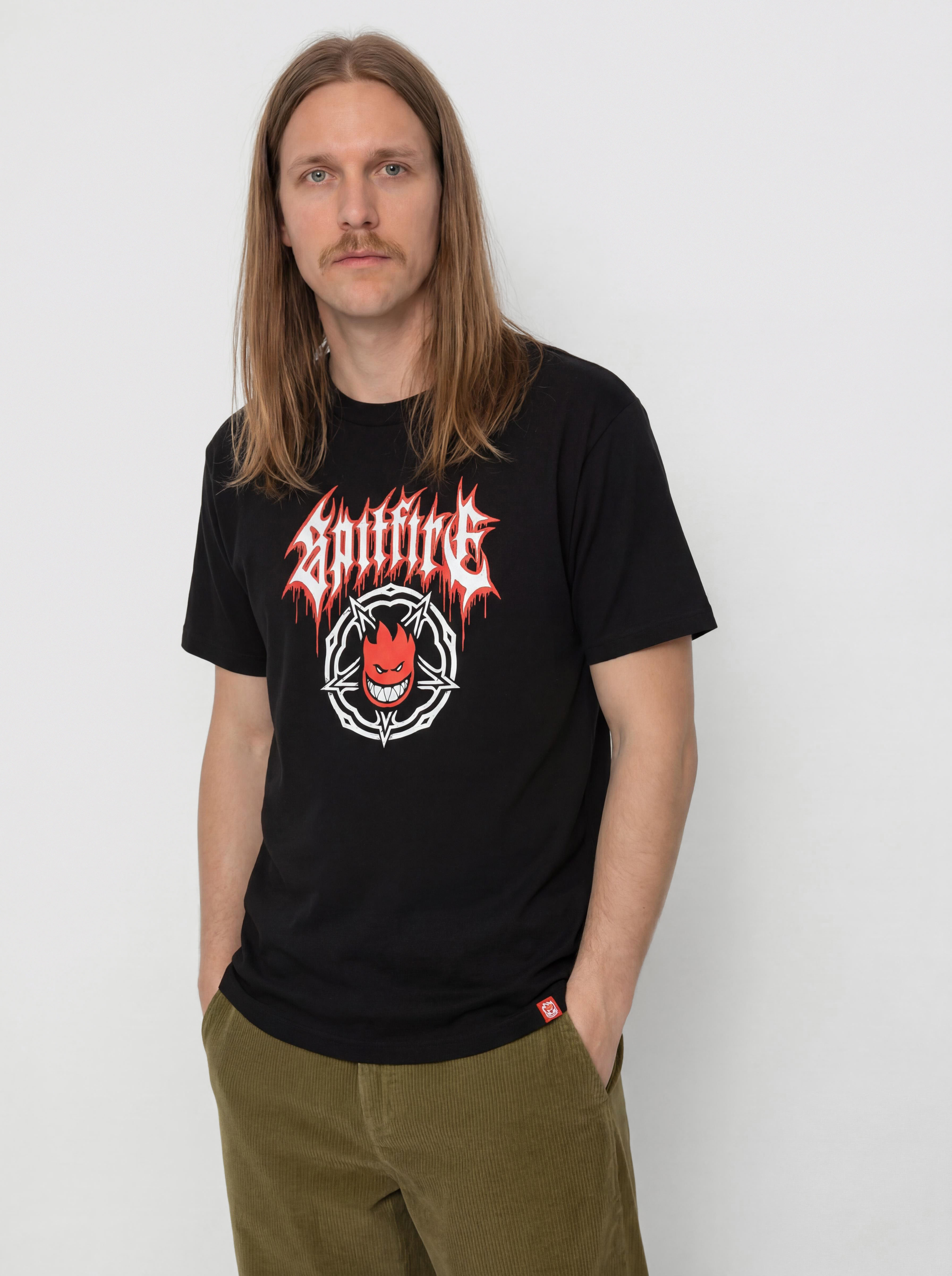 Spitfire Pentagram Drip T-Shirt (black w/red & white print)