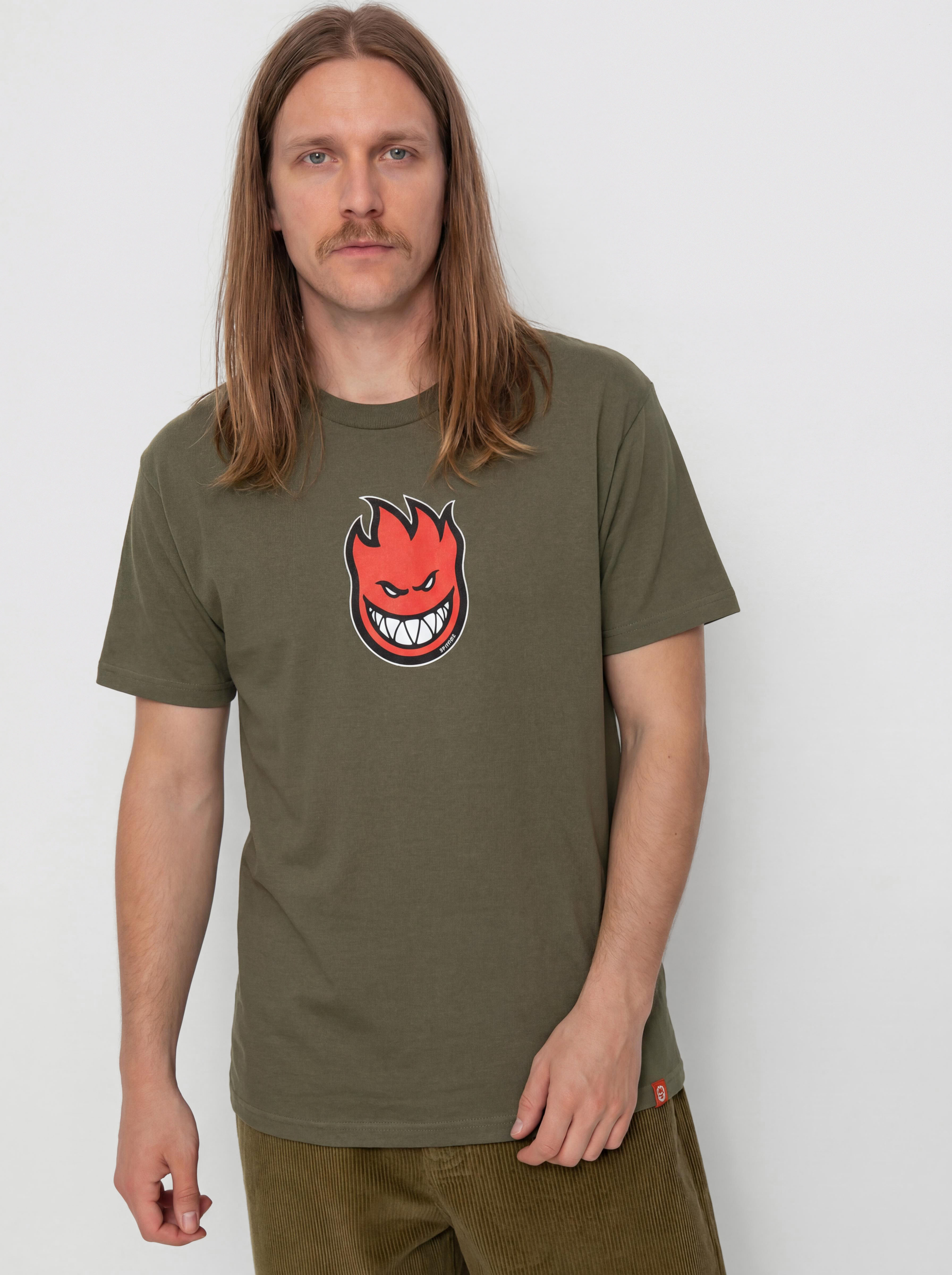 Spitfire Bighead Mid Fill T-Shirt (military green w/red black & white print)