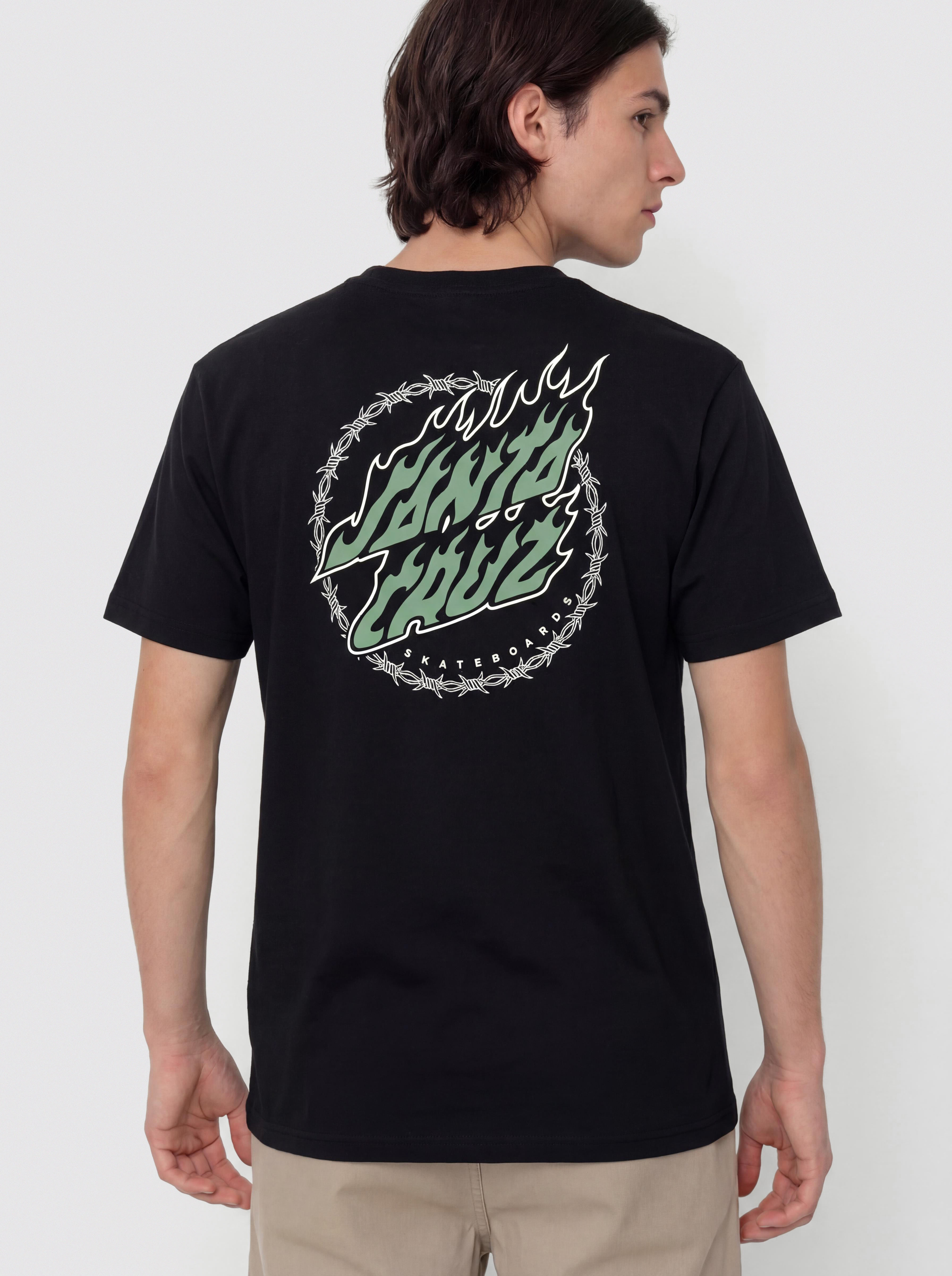 Santa Cruz T-Shirt Wired Flame Dot Chest (black)