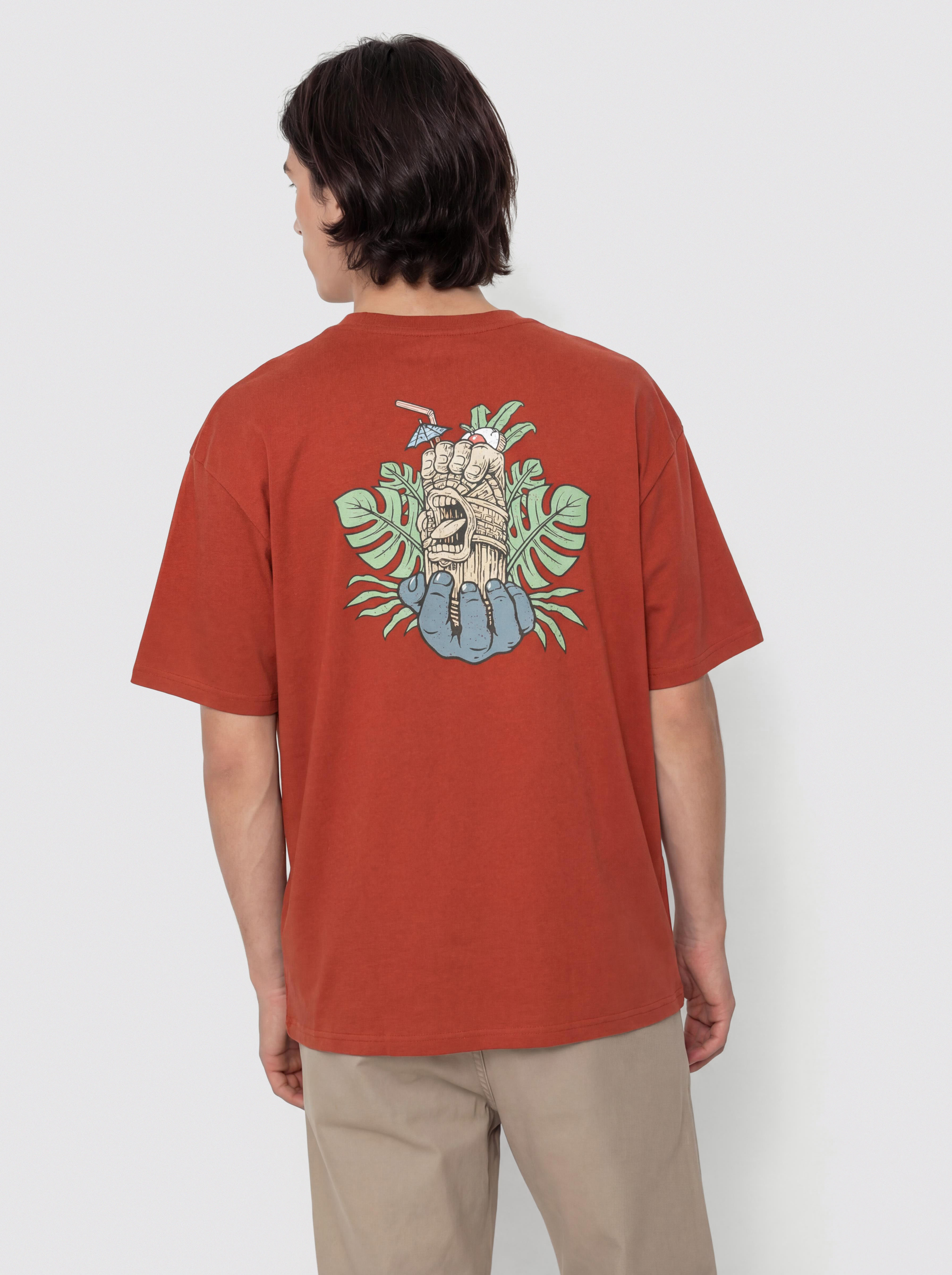 Santa Cruz Tiki Hand Strip T-Shirt (dark rust)