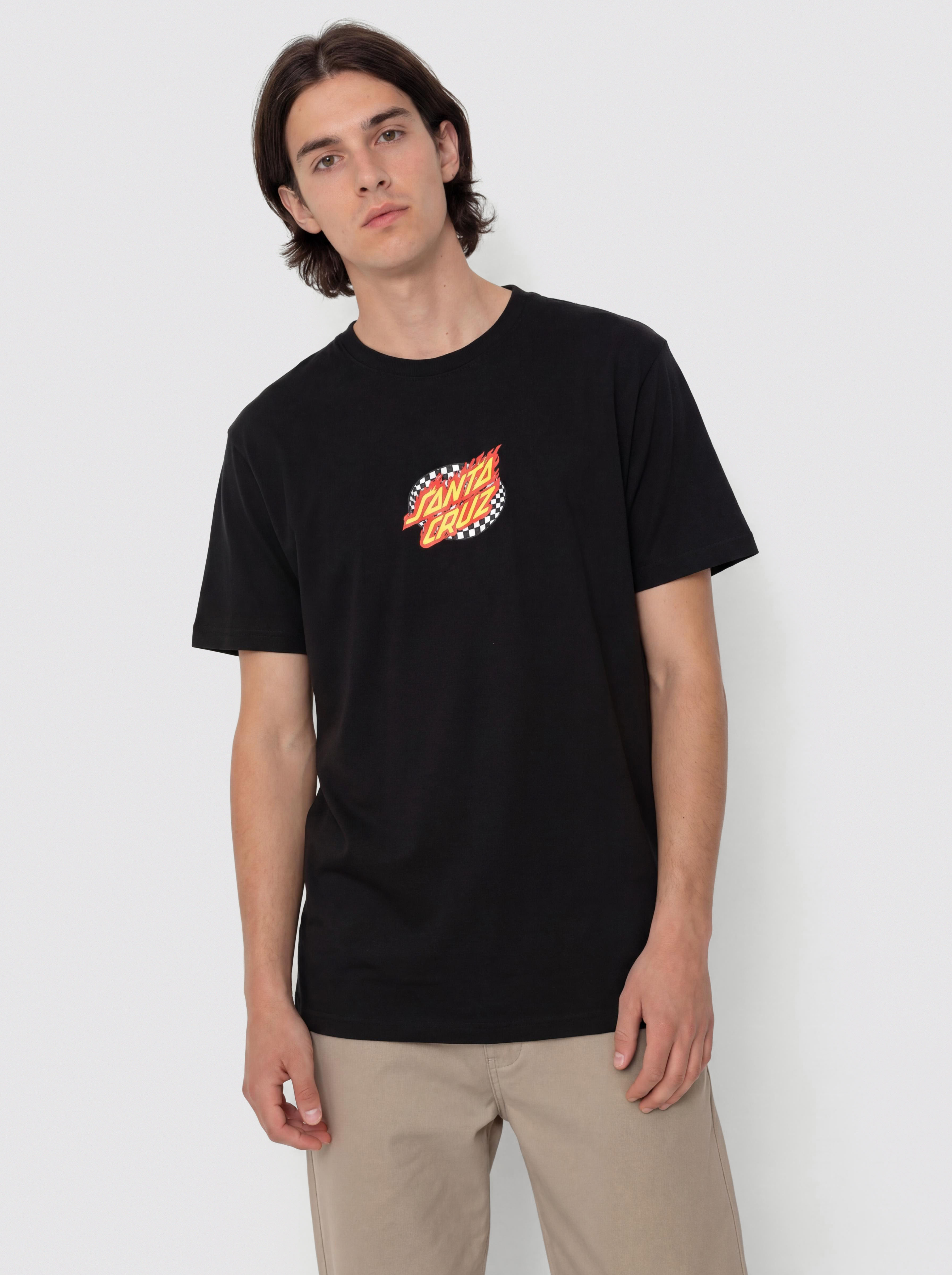 Santa Cruz T-Shirt Oval Check Flame Front (black)
