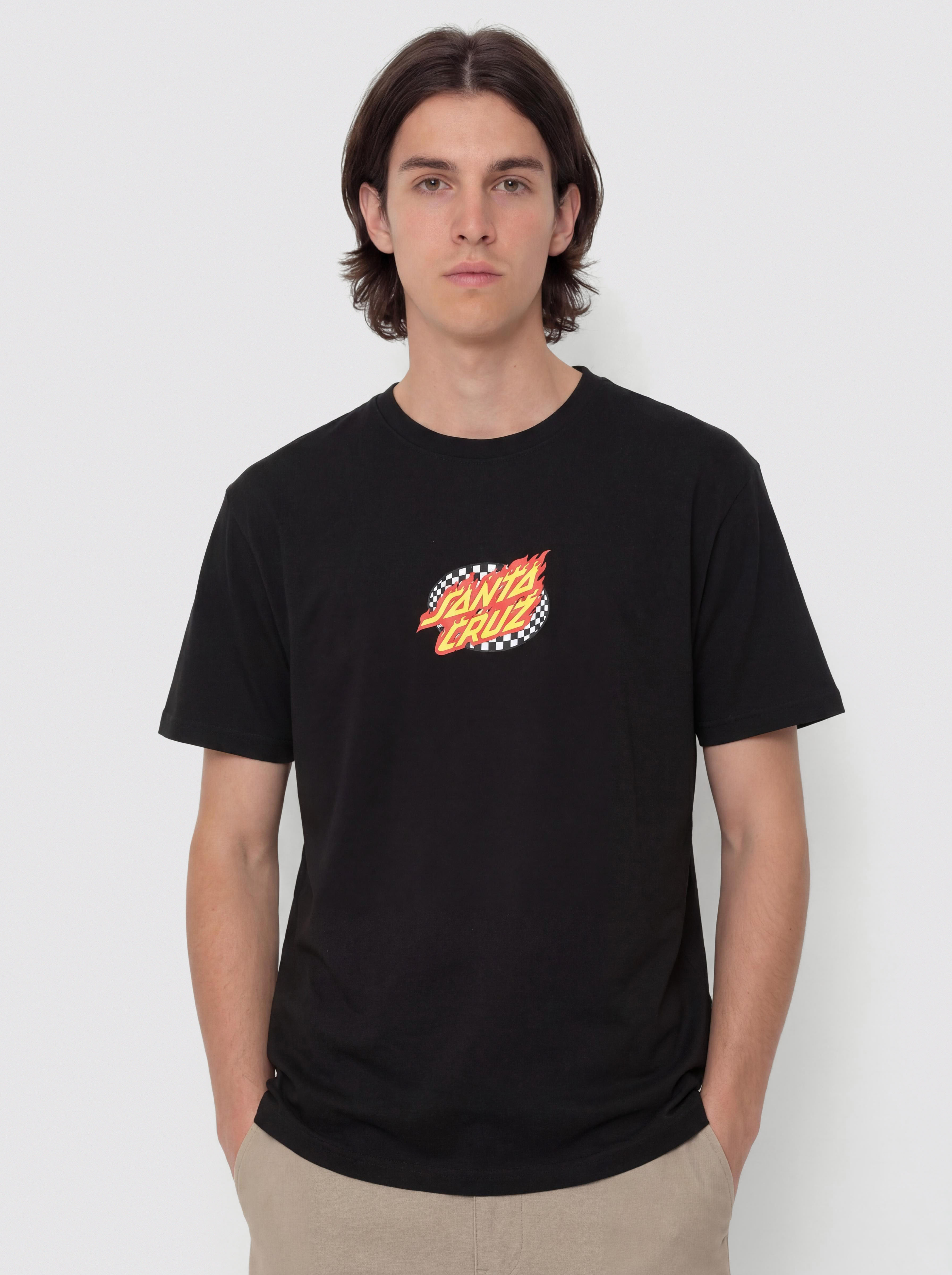 Santa Cruz T-Shirt Oval Check Flame Front (black)