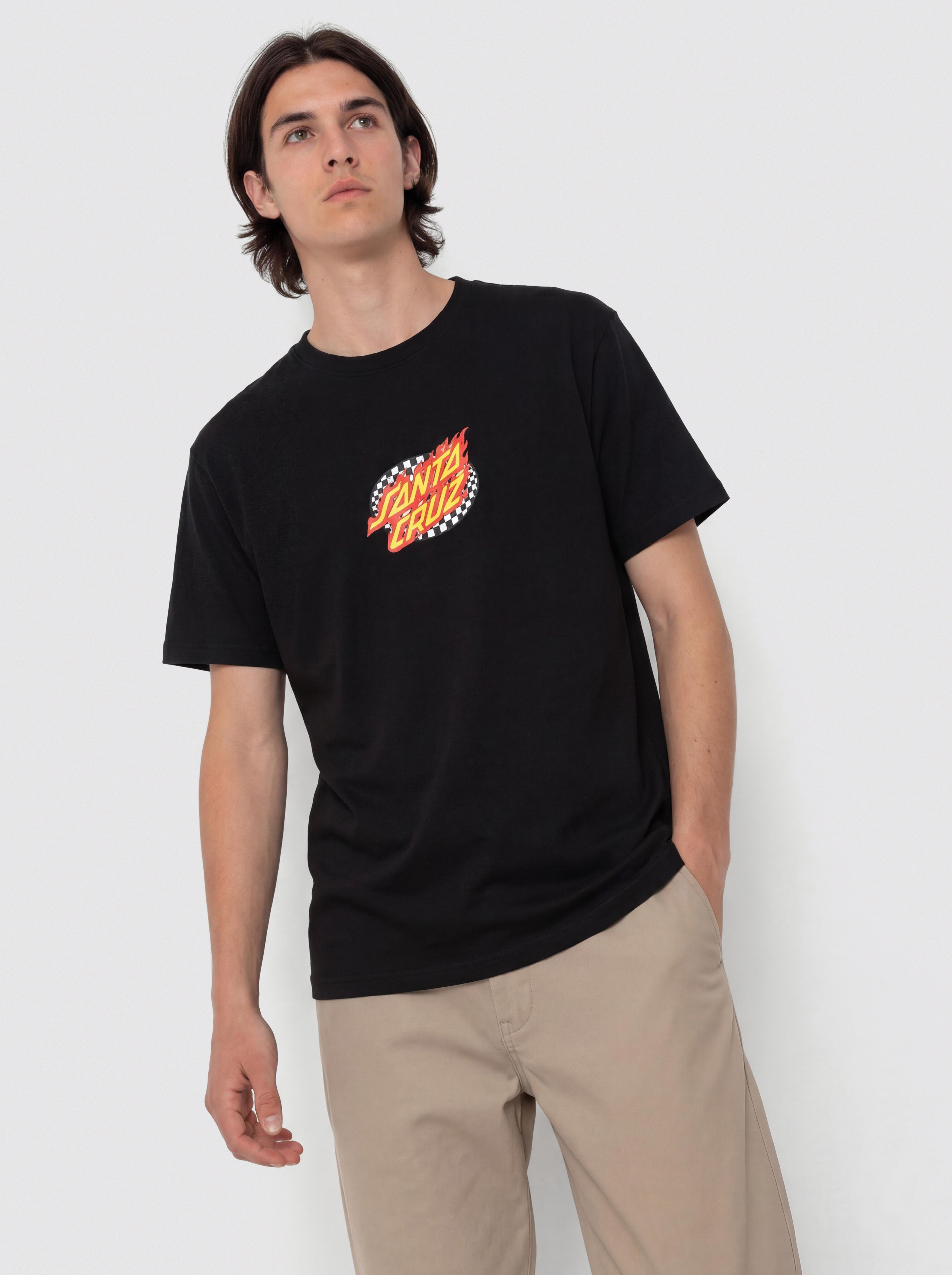 Santa Cruz T-Shirt Oval Check Flame Front (black)