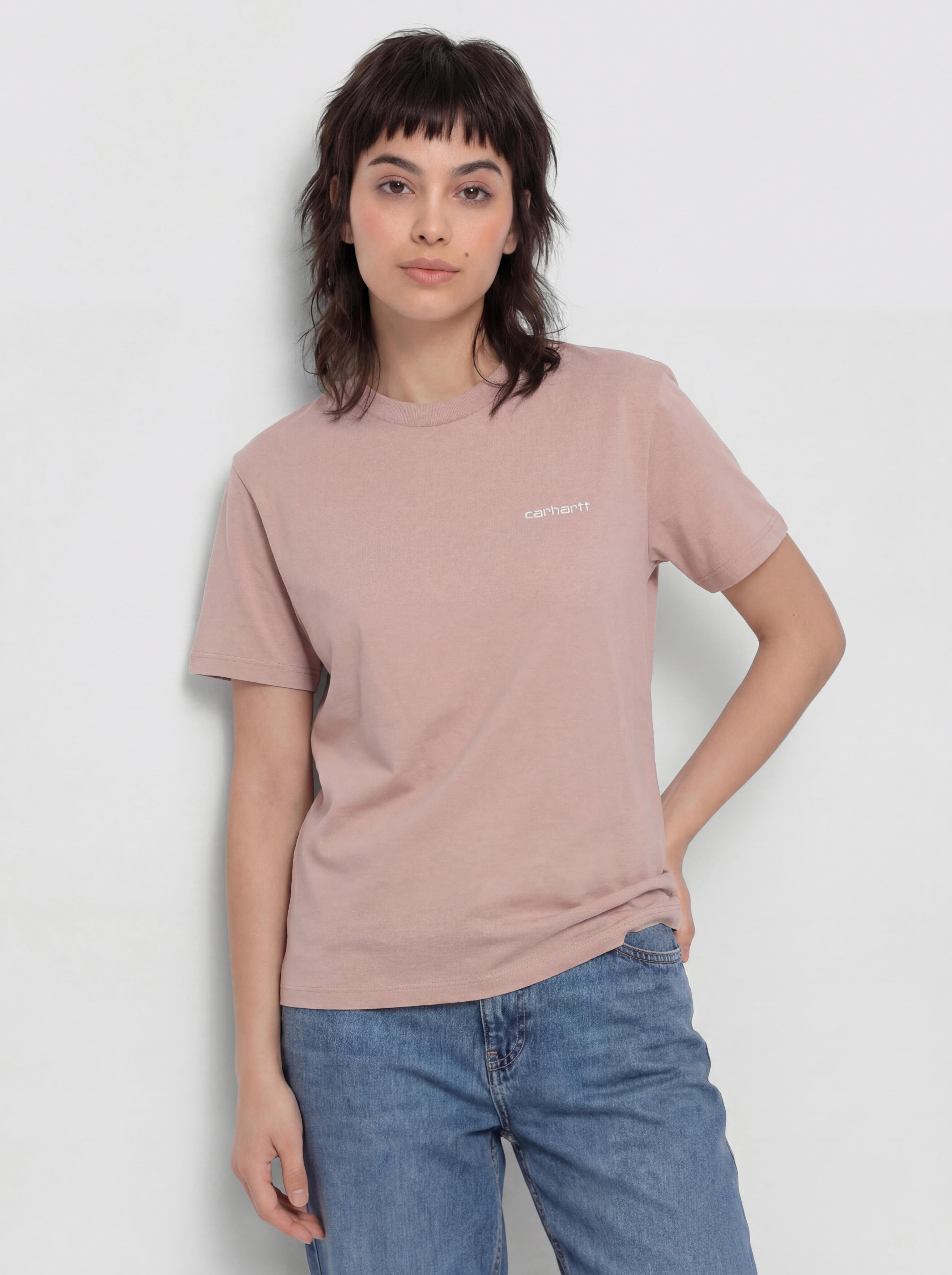 Carhartt WIP T-Shirt Script Embroidery Wmn (gentle pink/cinnerus)