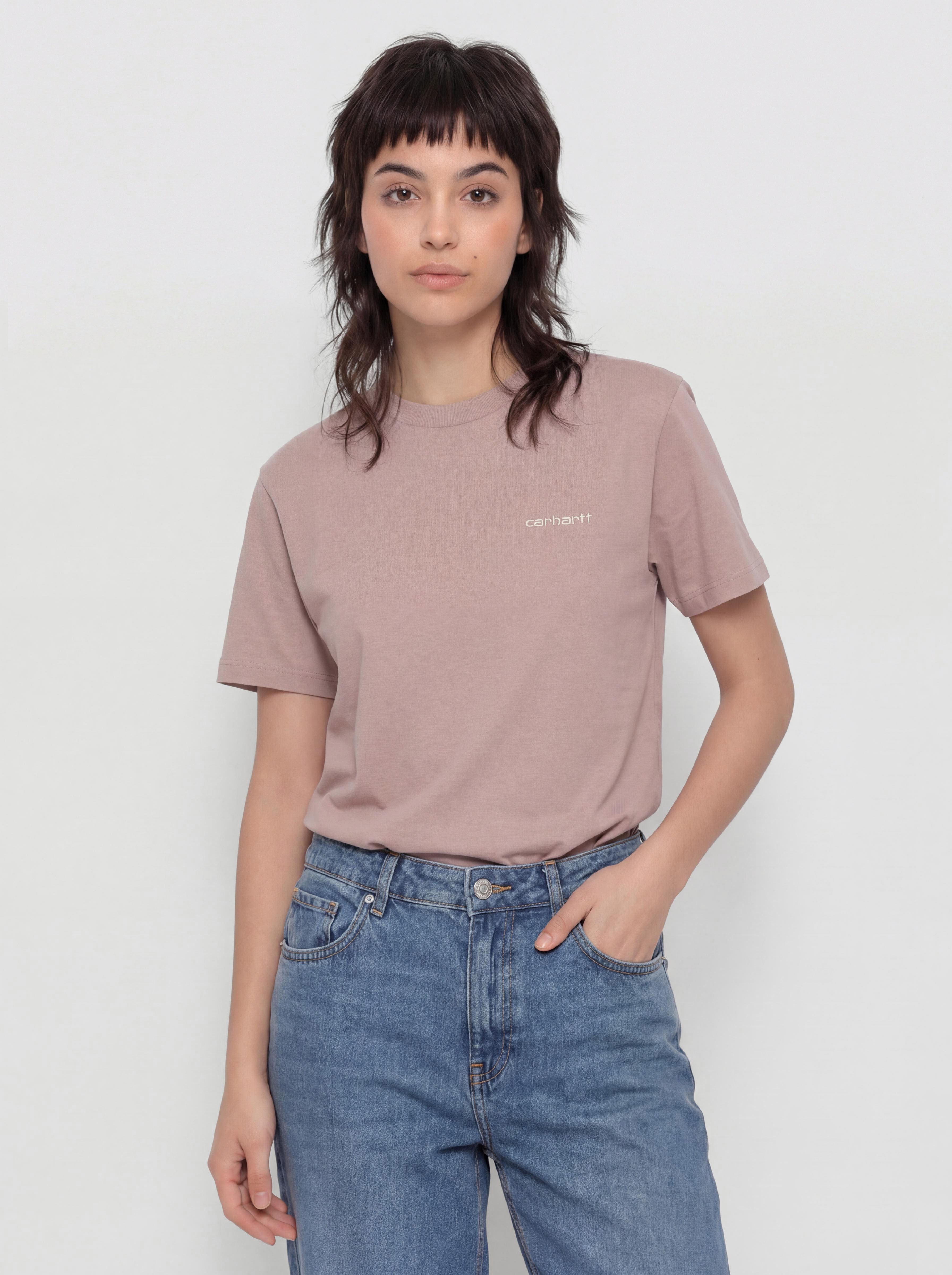 Carhartt WIP T-Shirt Script Embroidery Wmn (gentle pink/cinnerus)