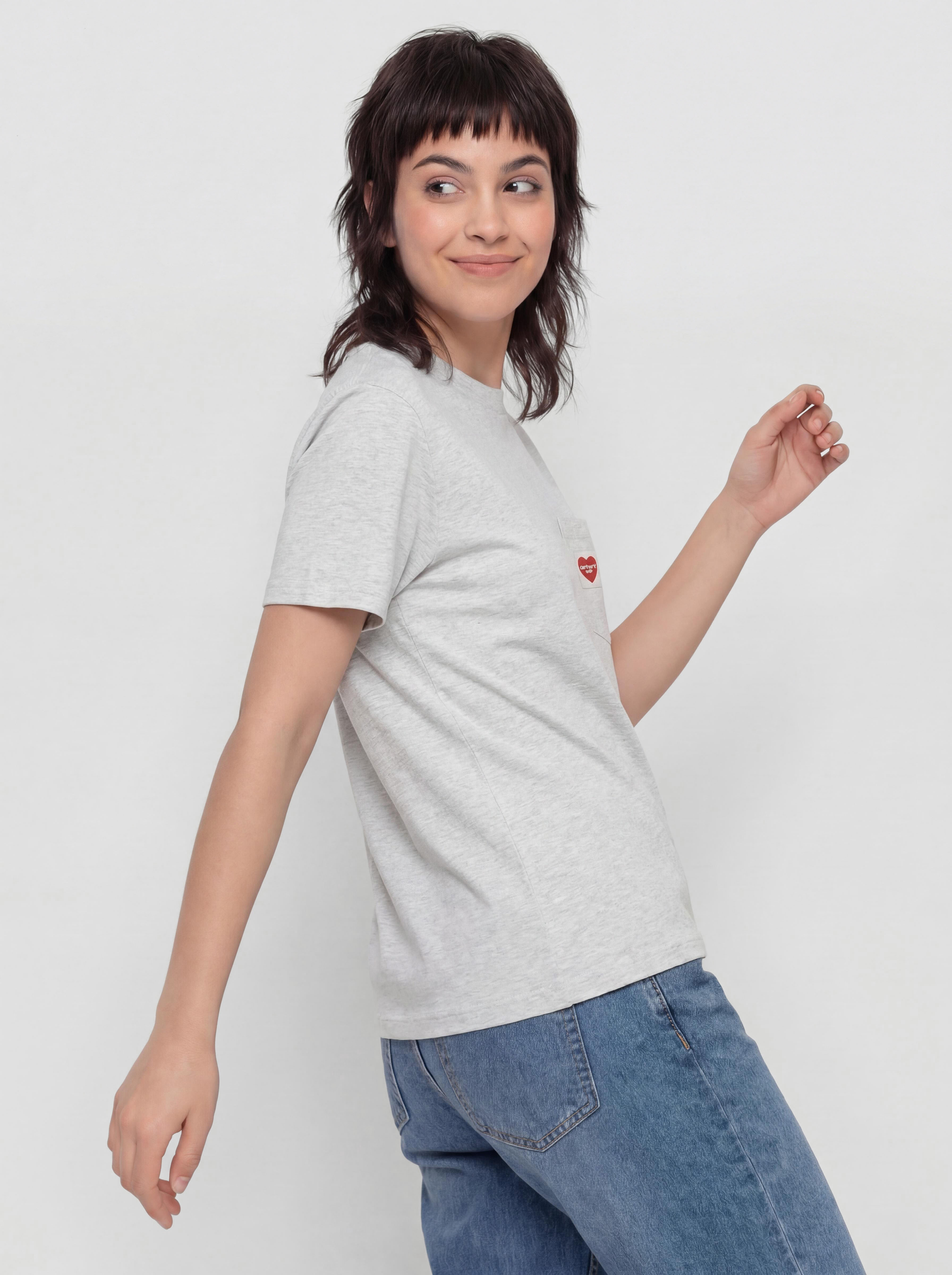 Carhartt WIP T-Shirt Pocket Heart Wmn (ash heather/red)