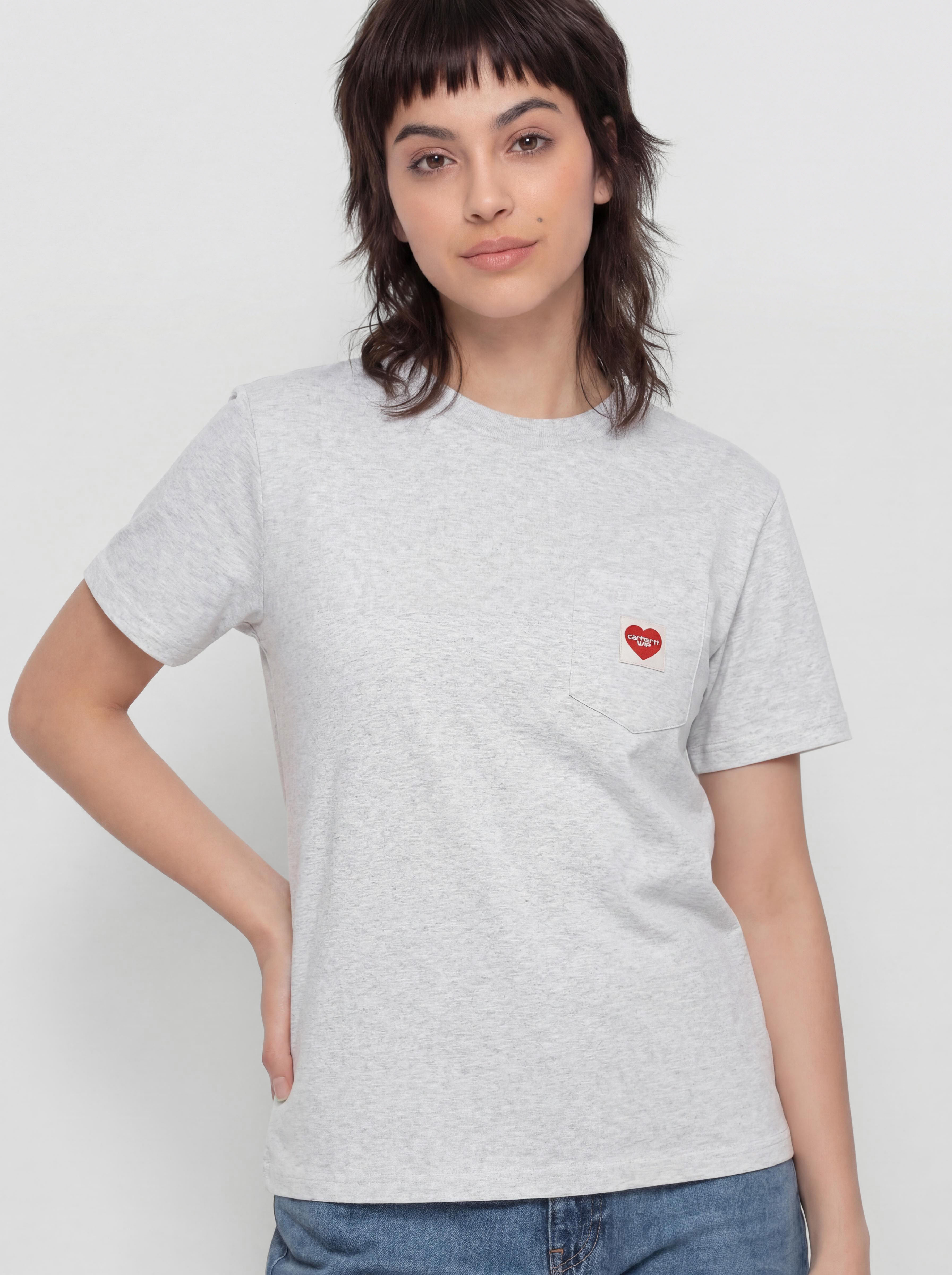 Carhartt WIP T-Shirt Pocket Heart Wmn (ash heather/red)