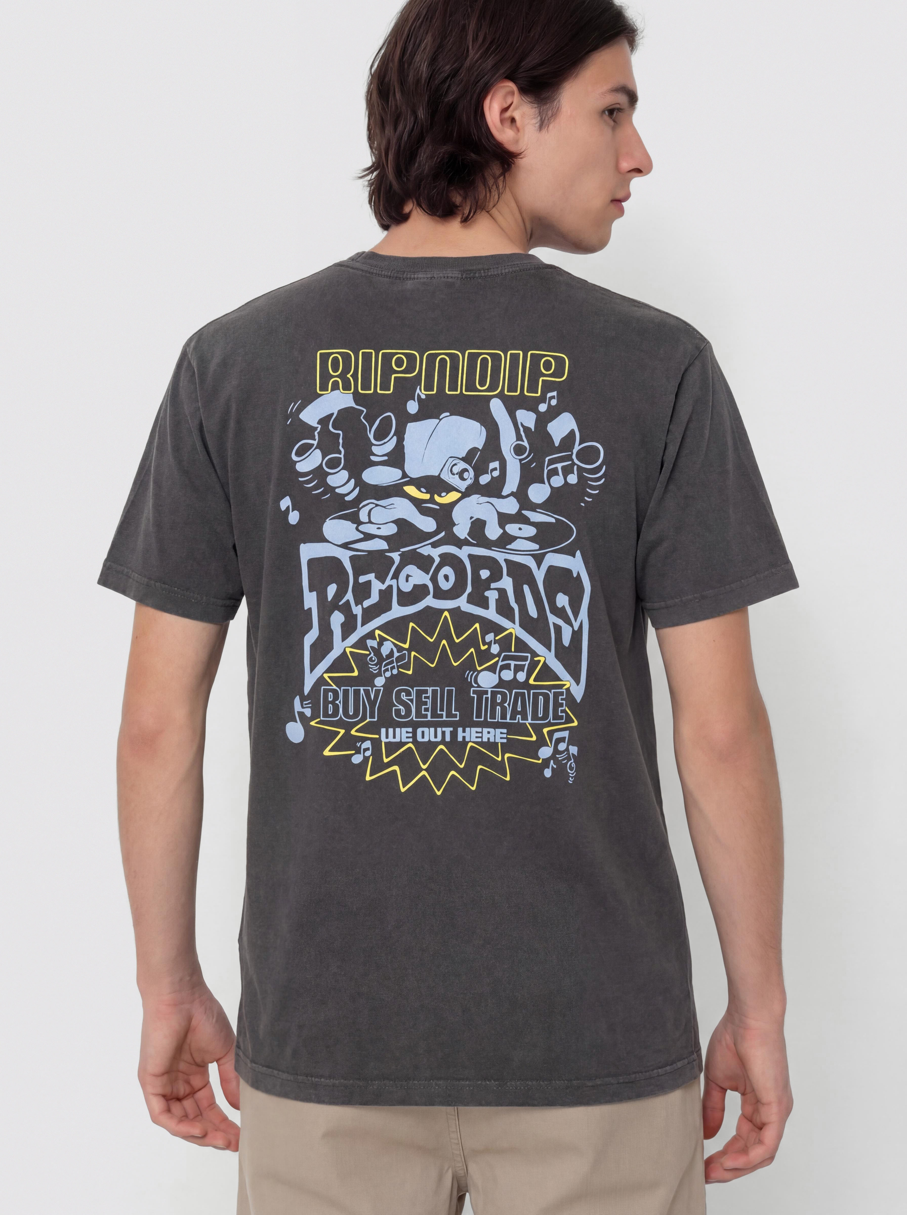 RipNDip Records T-Shirt (charcoal sun fade)