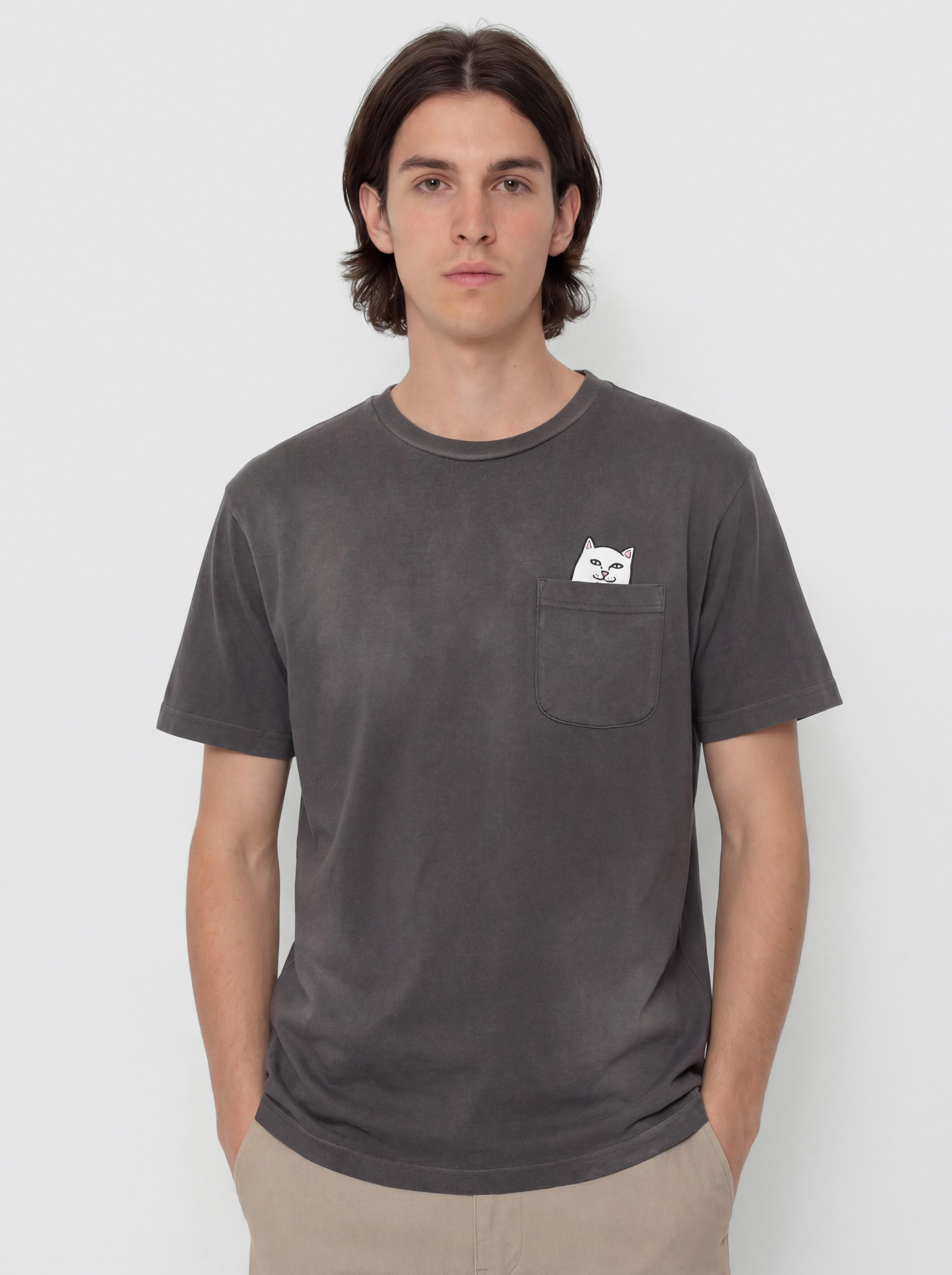 RipNDip Lord Nermal Pocket T-Shirt (charcoal vintage wash)