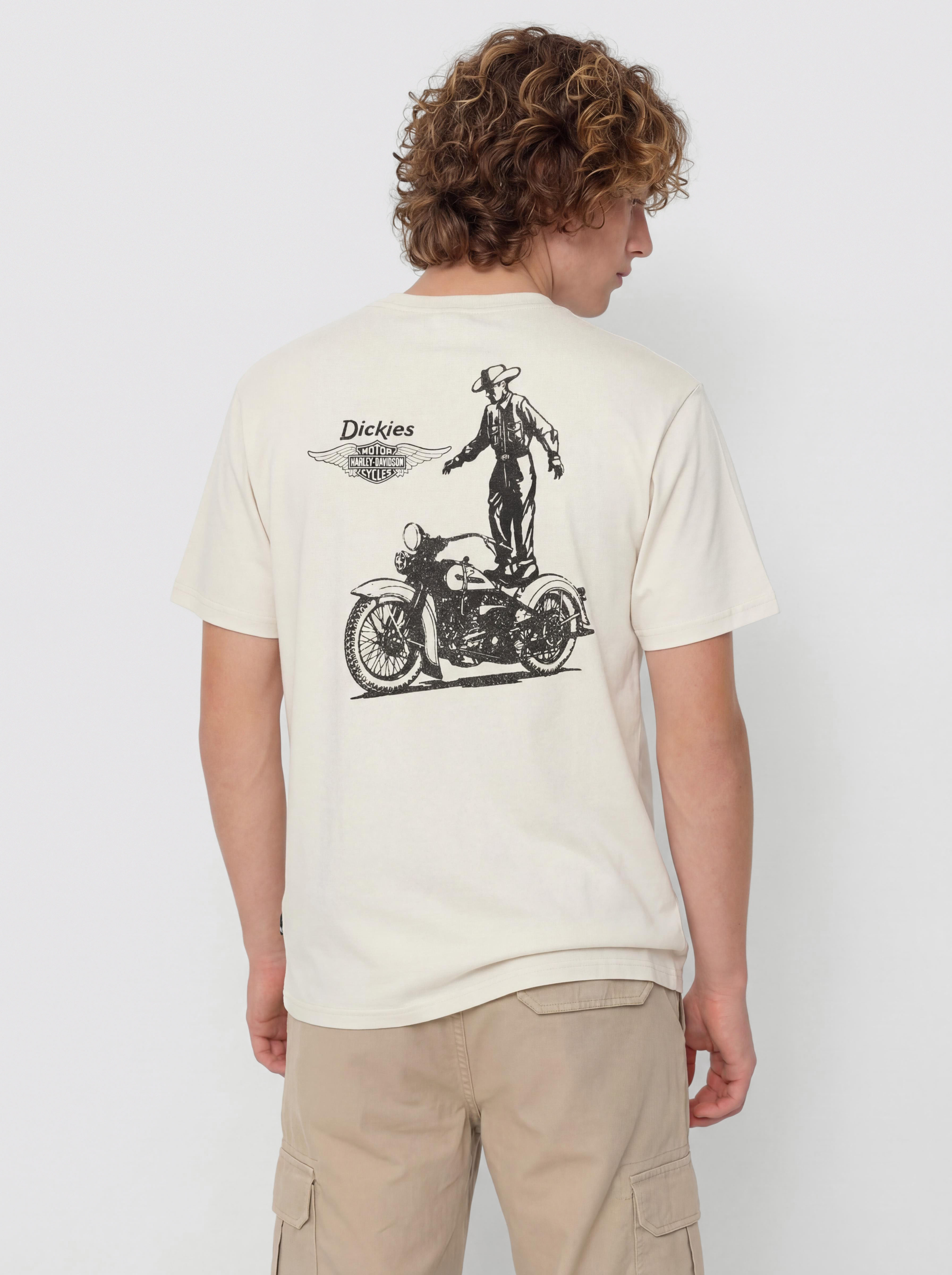 Dickies T-Shirt X Harley Davidson Vintage Wash - white (bone)