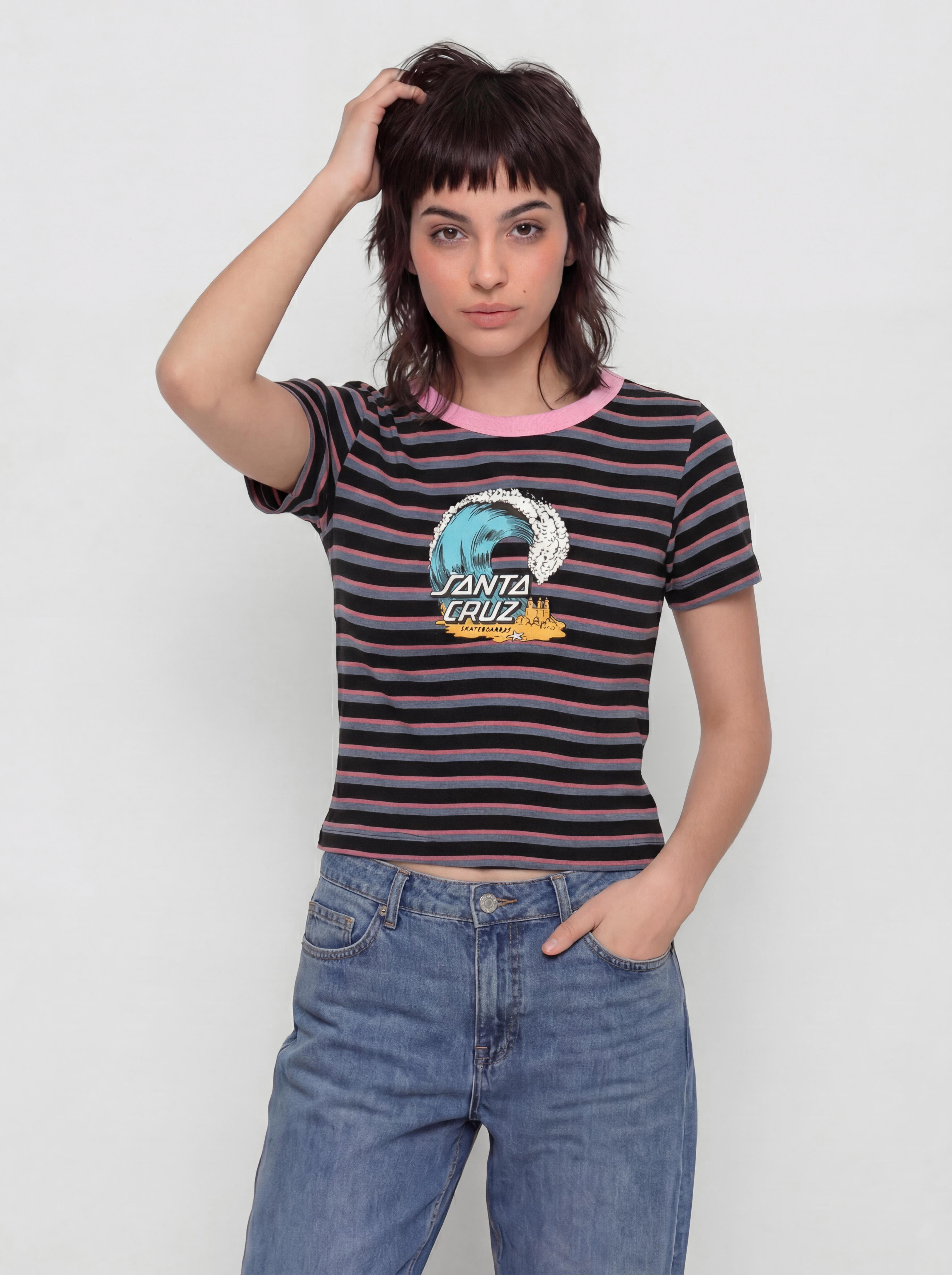 Santa Cruz Onshore Front T-shirt Wmn (black wave stripe)