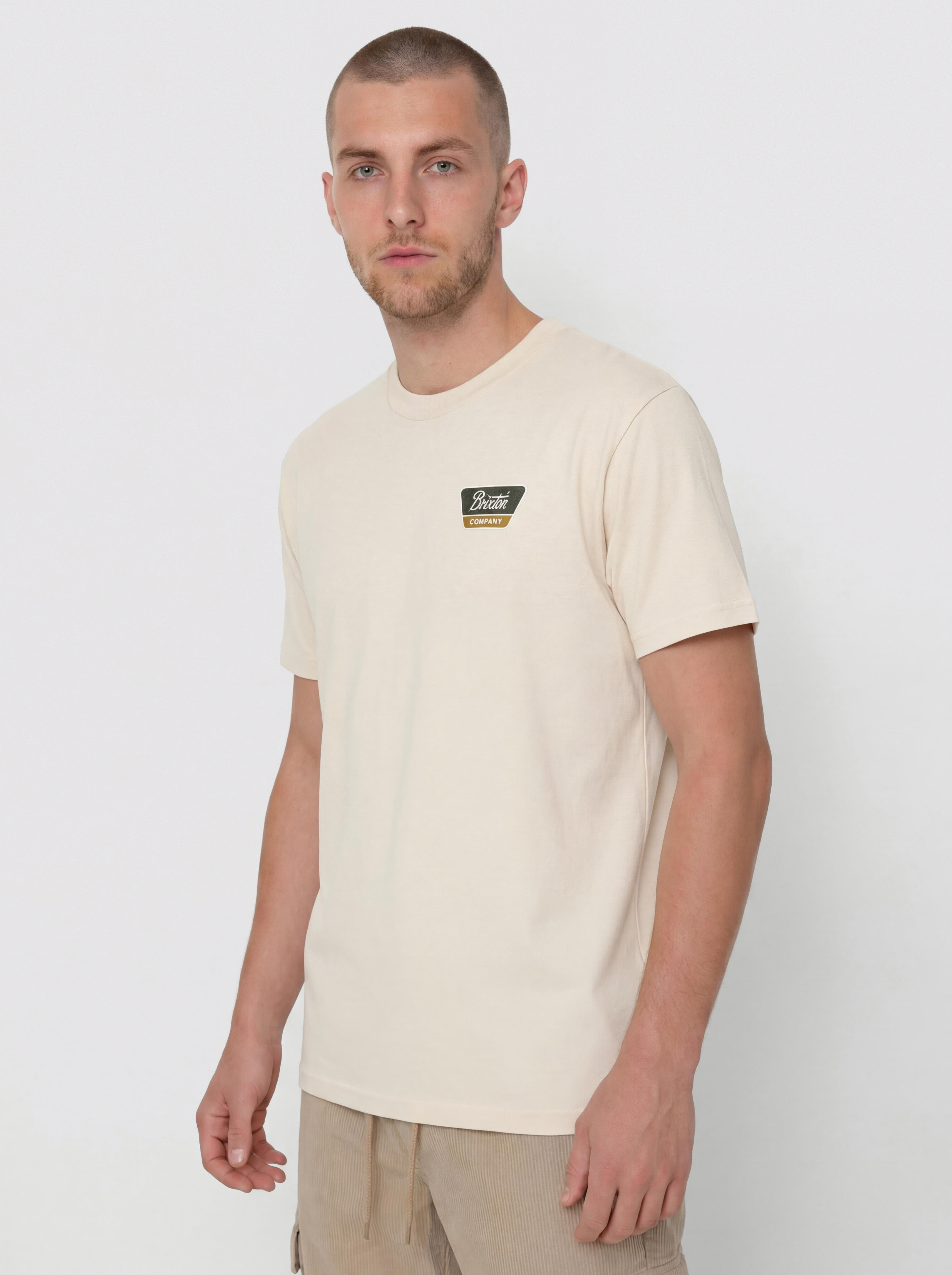 Brixton Linwood Std T-Shirt (cream/dark green/metal bronze)