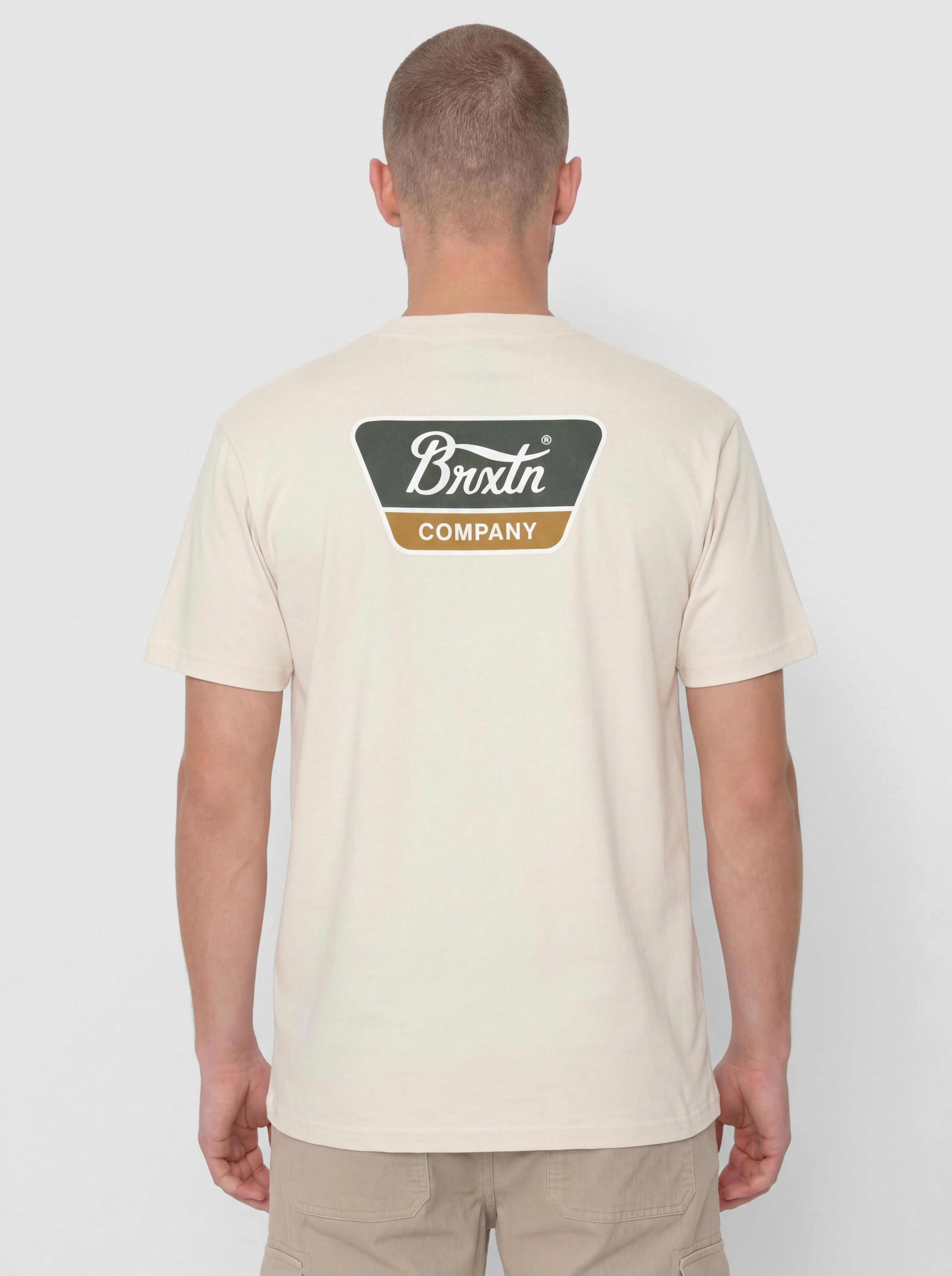 Brixton Linwood Std T-Shirt (cream/dark green/metal bronze)